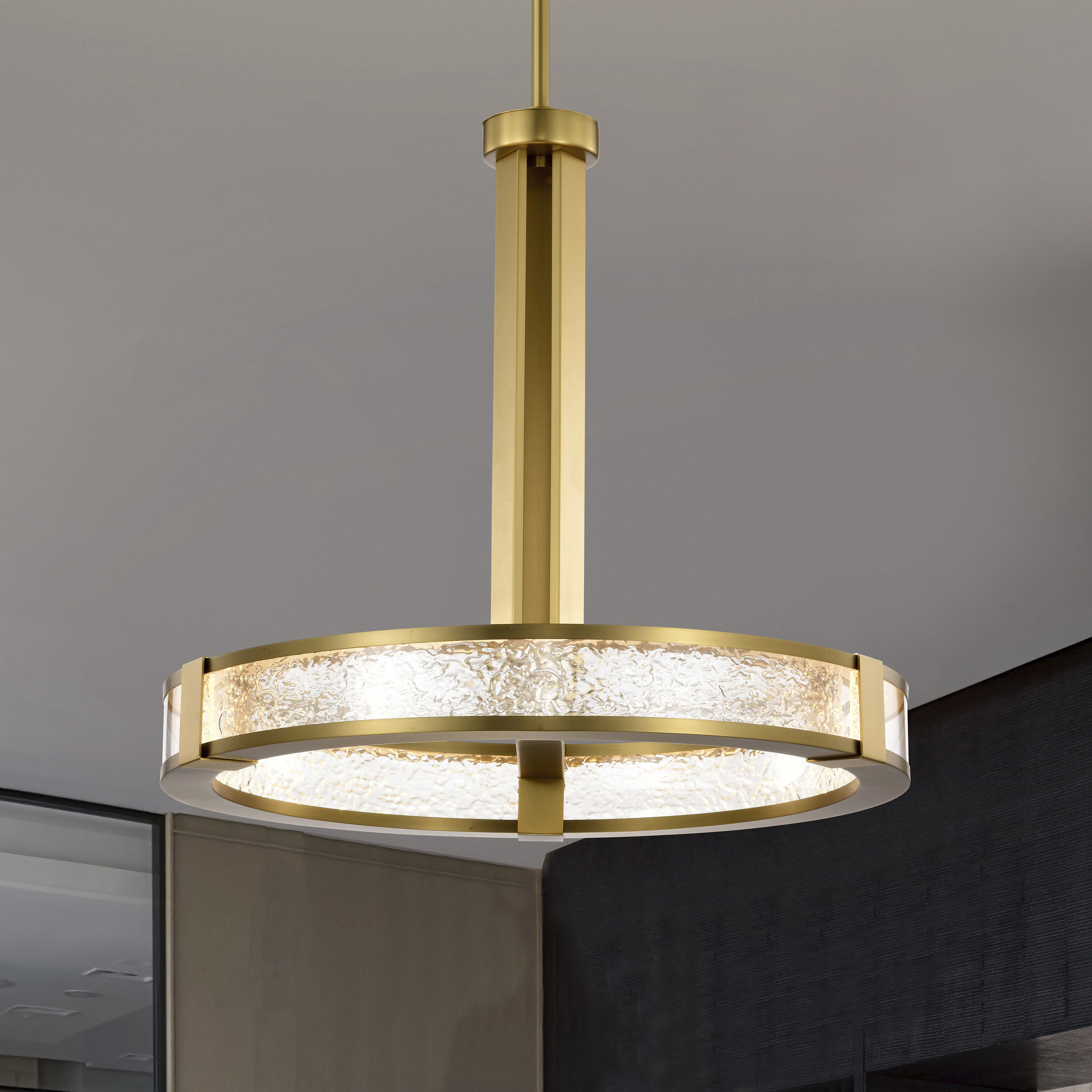 Darrow LED 24 inch Vintage Brass Pendant Ceiling Light