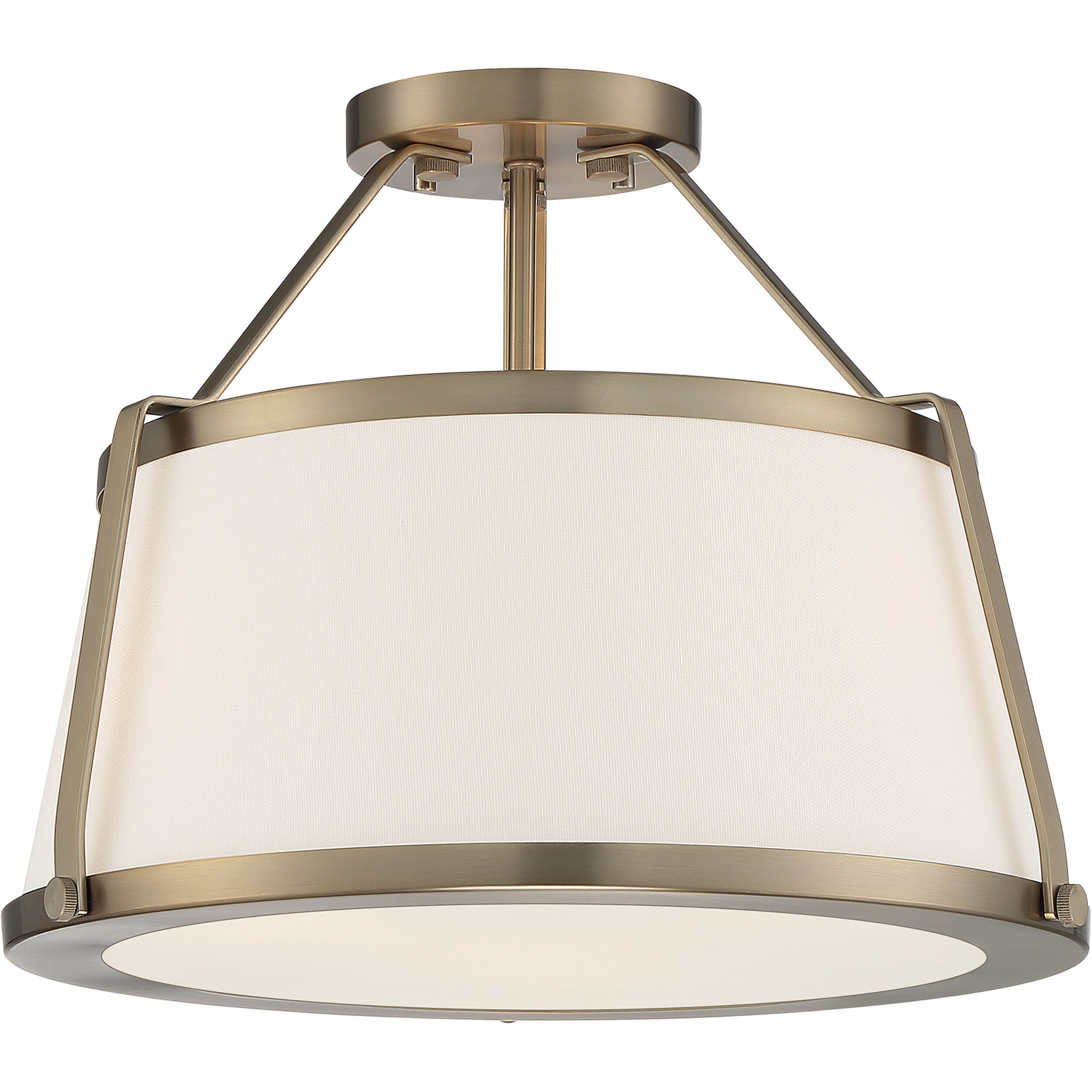 Cutty 3 Light 16 inch Burnished Brass Semi Flush Mount Fixture Ceiling Light