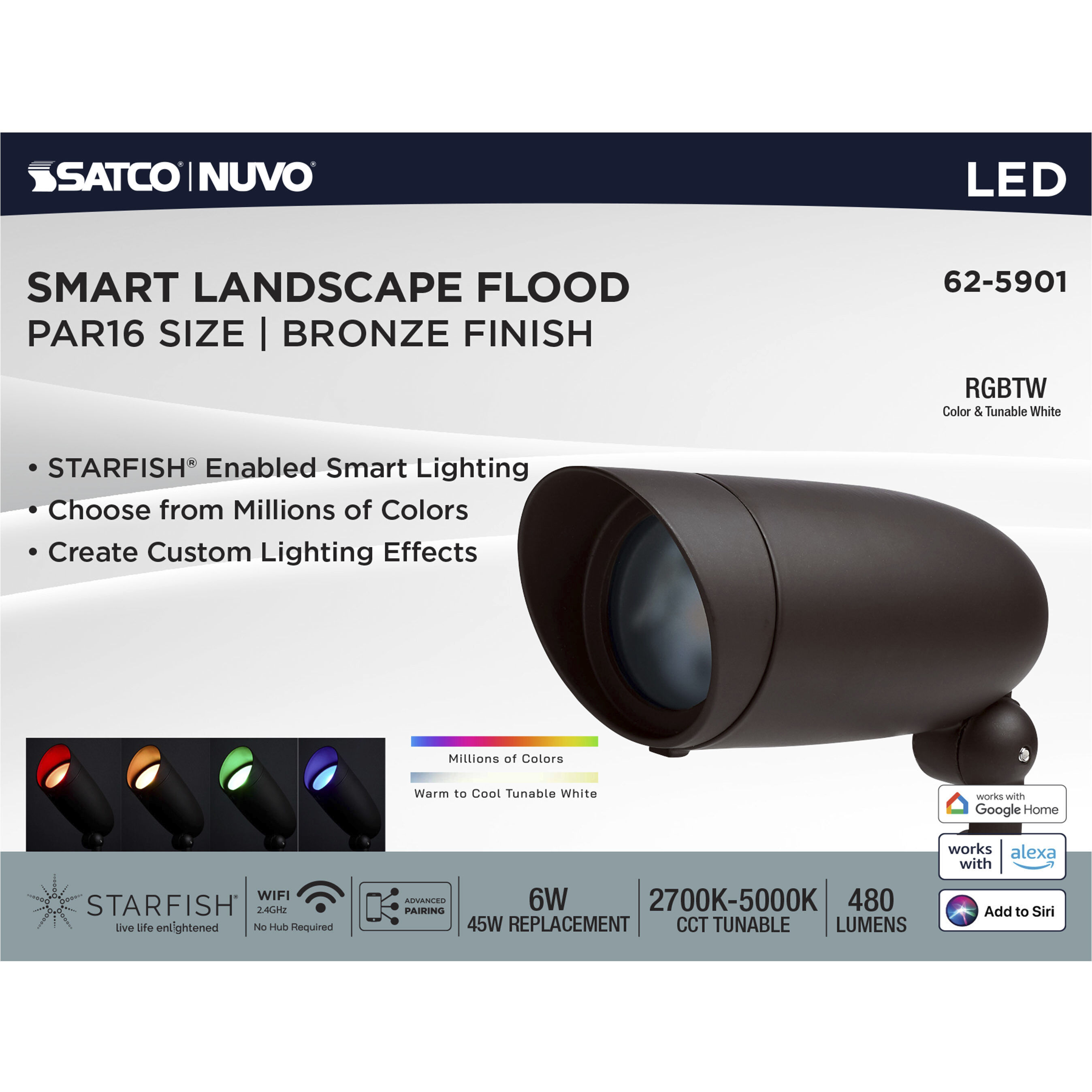 Starfish 120 6 watt Bronze Outdoor Landscape, ColorQuick