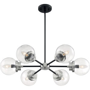 Axis 6 Light 30 inch Matte Black and Brushed Nickel Accents Chandelier Ceiling Light