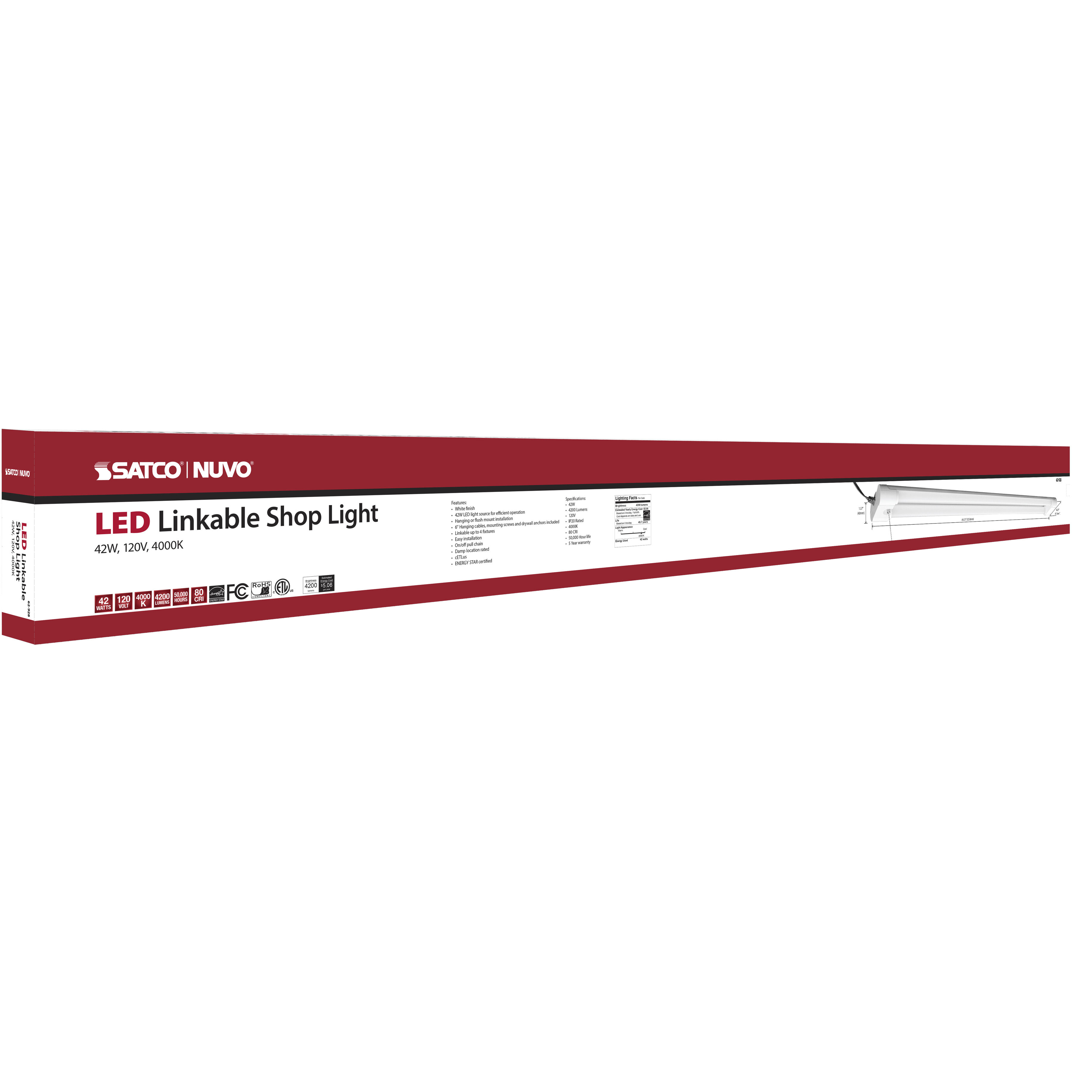 Brentwood 4 inch White Linear Shop Light Ceiling Light