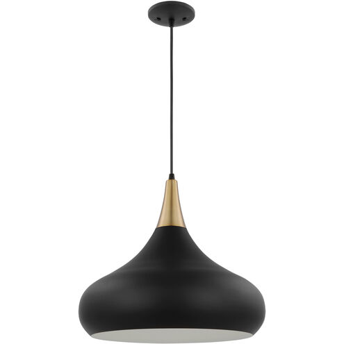 Phoenix 1 Light 18 inch Matte Black/Burnished Brass Pendant Ceiling Light