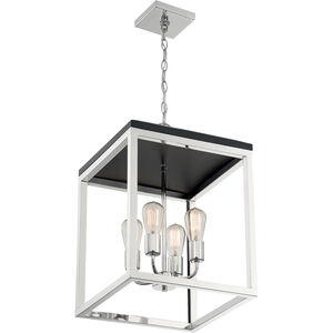 Cakewalk 4 Light 14 inch Polished Nickel and Black Accents Pendant Ceiling Light