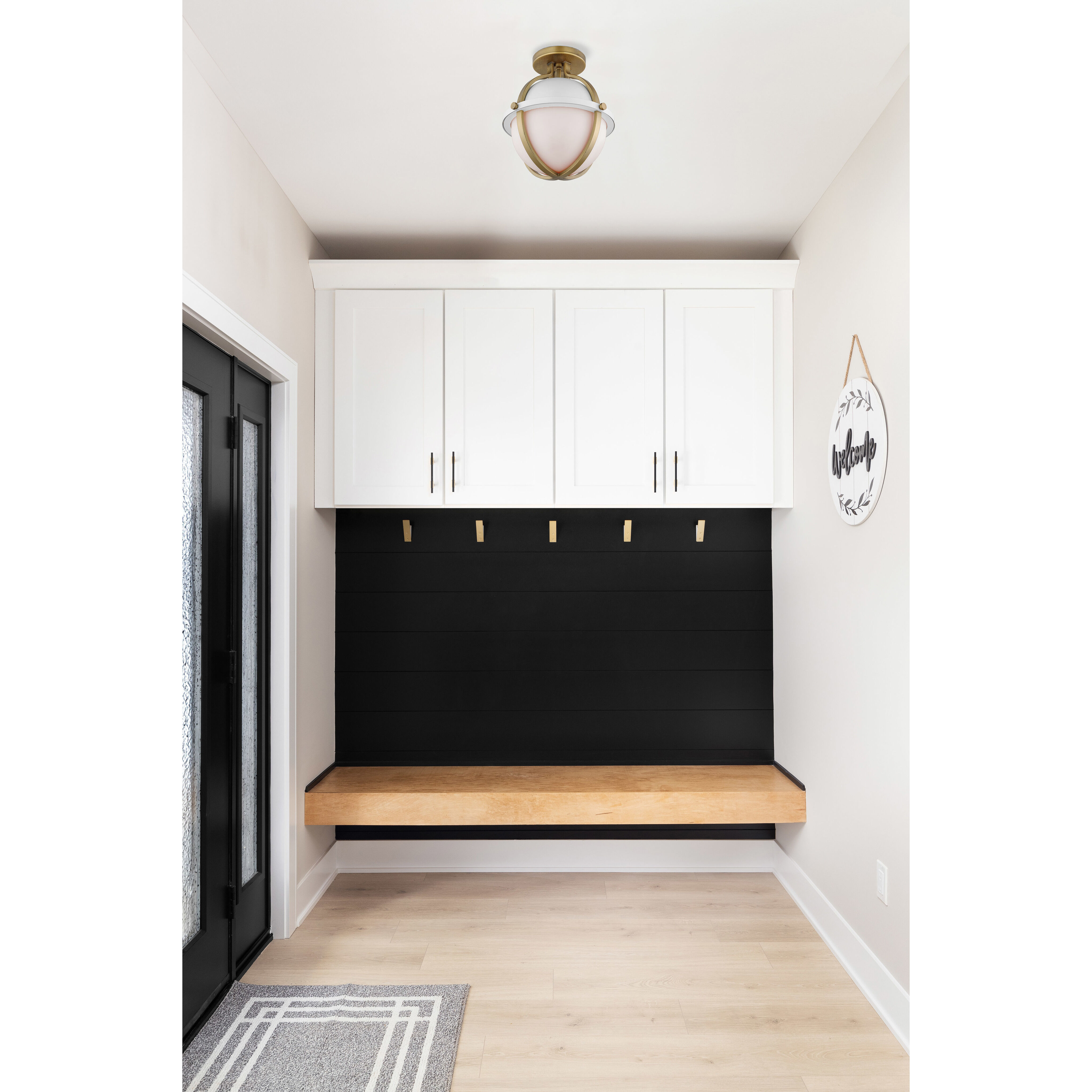 Lincoln 1 Light 11 inch Matte White Semi Flush Mount Ceiling Light