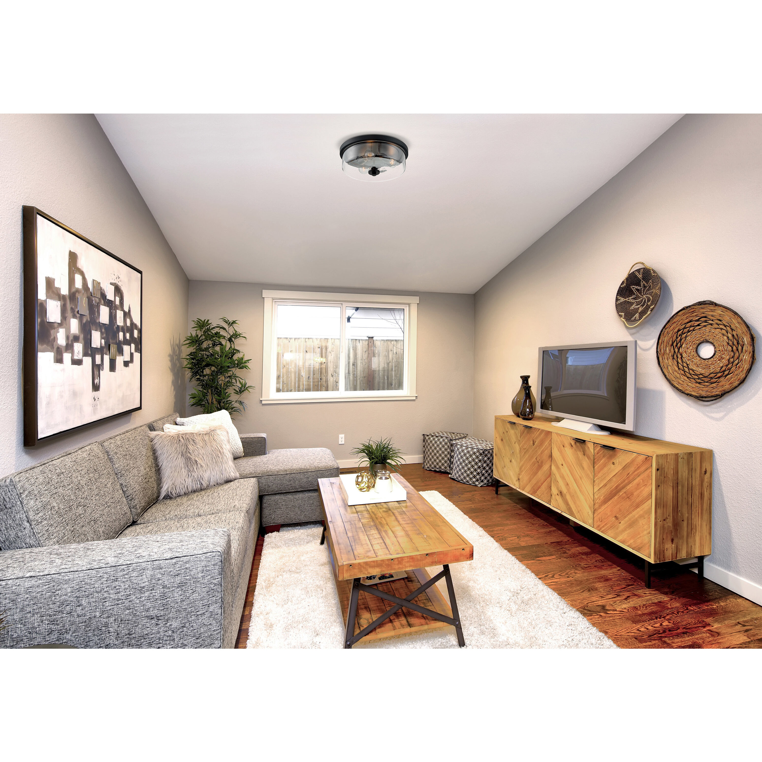 Sommerset 3 Light 15 inch Matte Black Flush Mount Fixture Ceiling Light