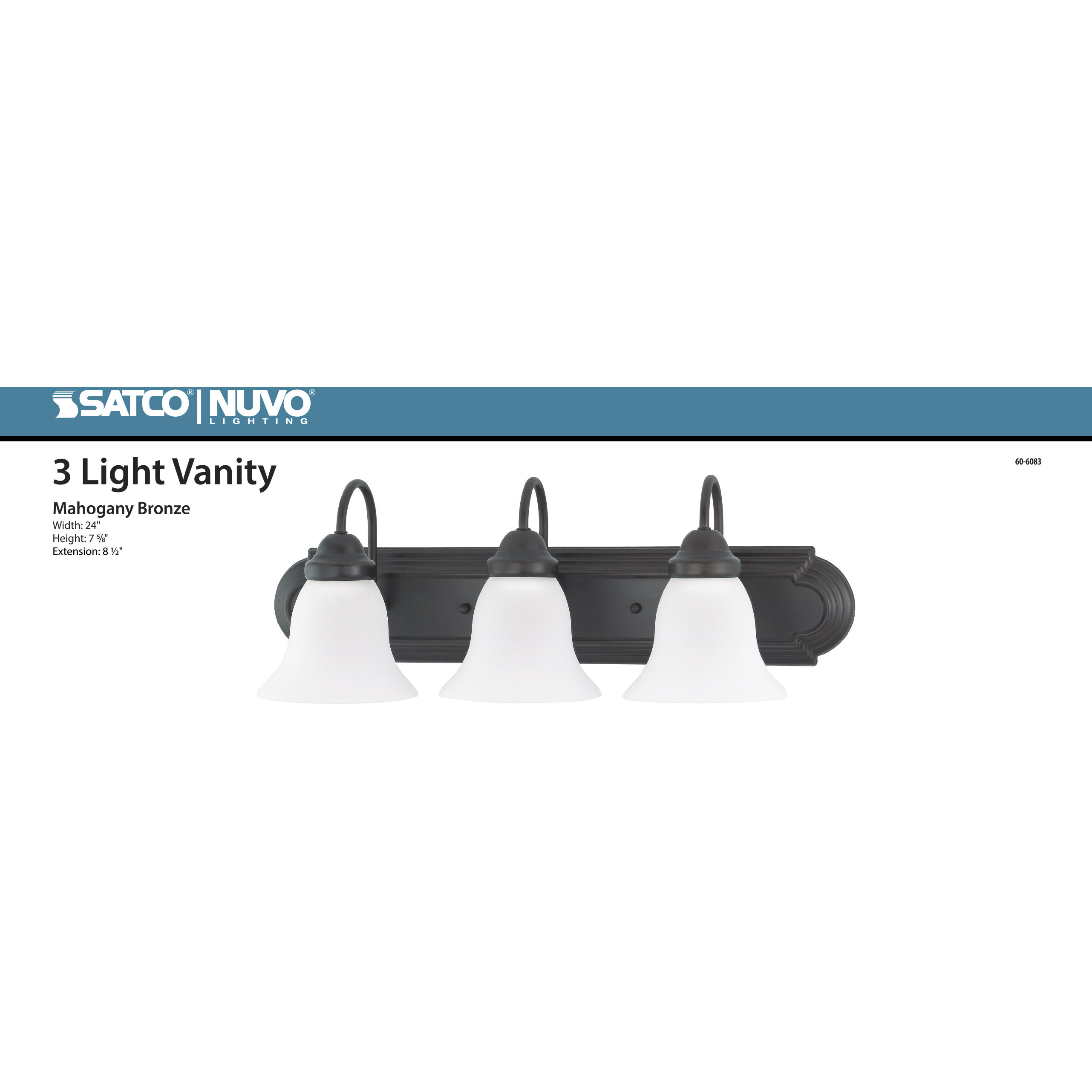 Brentwood 3 Light 24 inch Mahogany Bronze Vanity Light Wall Light