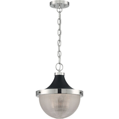 Faro 1 Light 13 inch Polished Nickel and Black Accents Pendant Ceiling Light