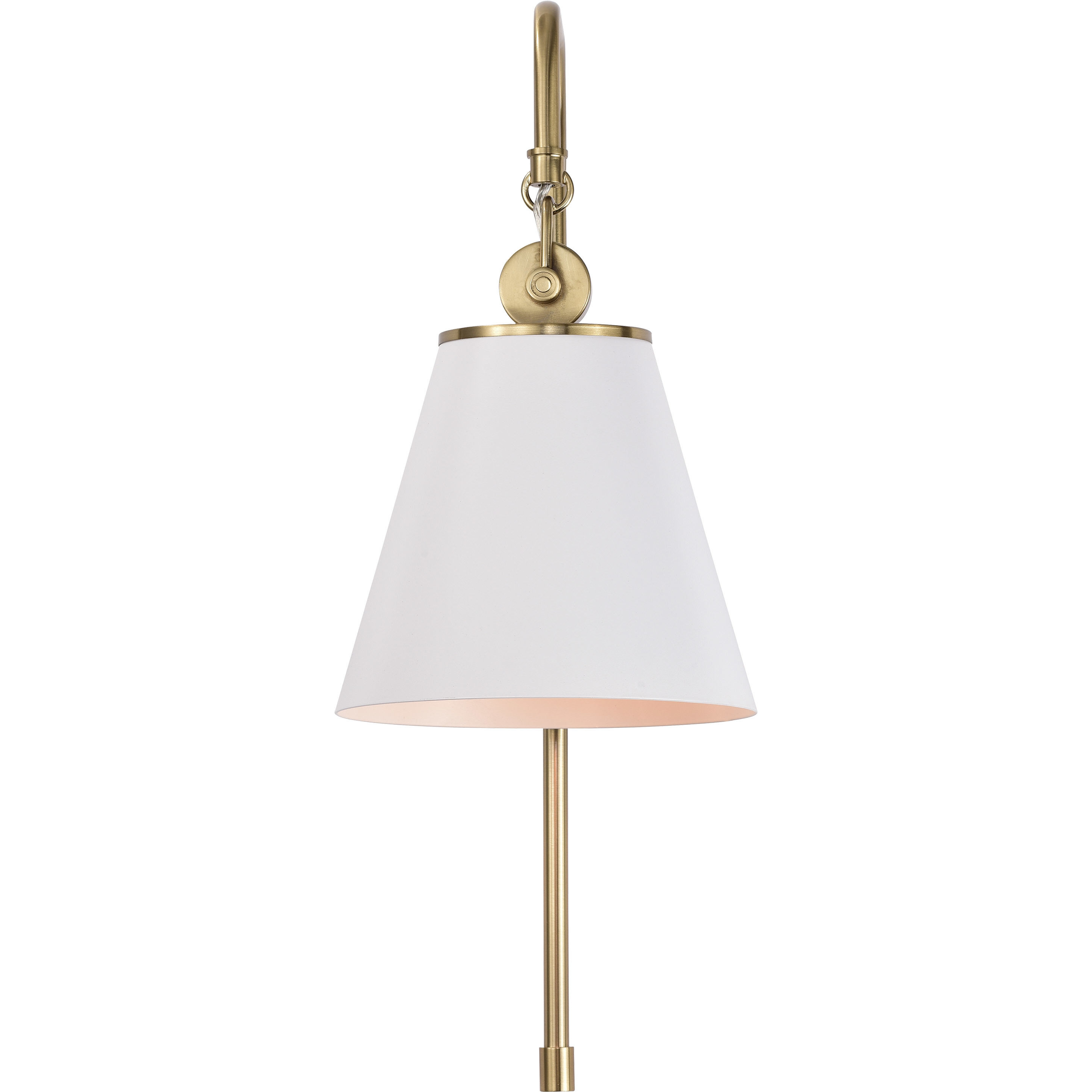 Dover 1 Light 7 inch White/Vintage Brass Bathroom Vanity Lights Wall Light