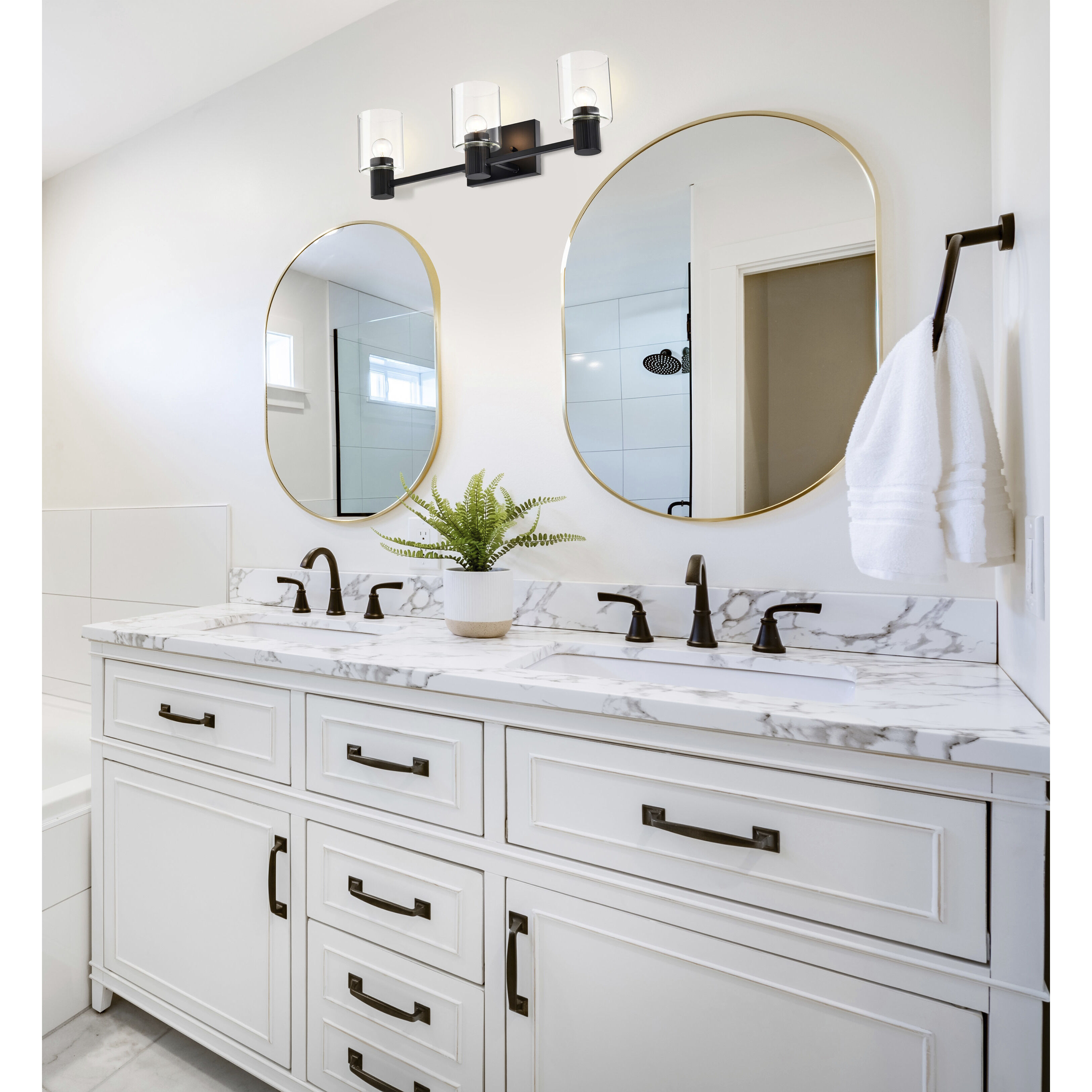 Clarksville 3 Light 24 inch Matte Black Vanity Light Wall Light