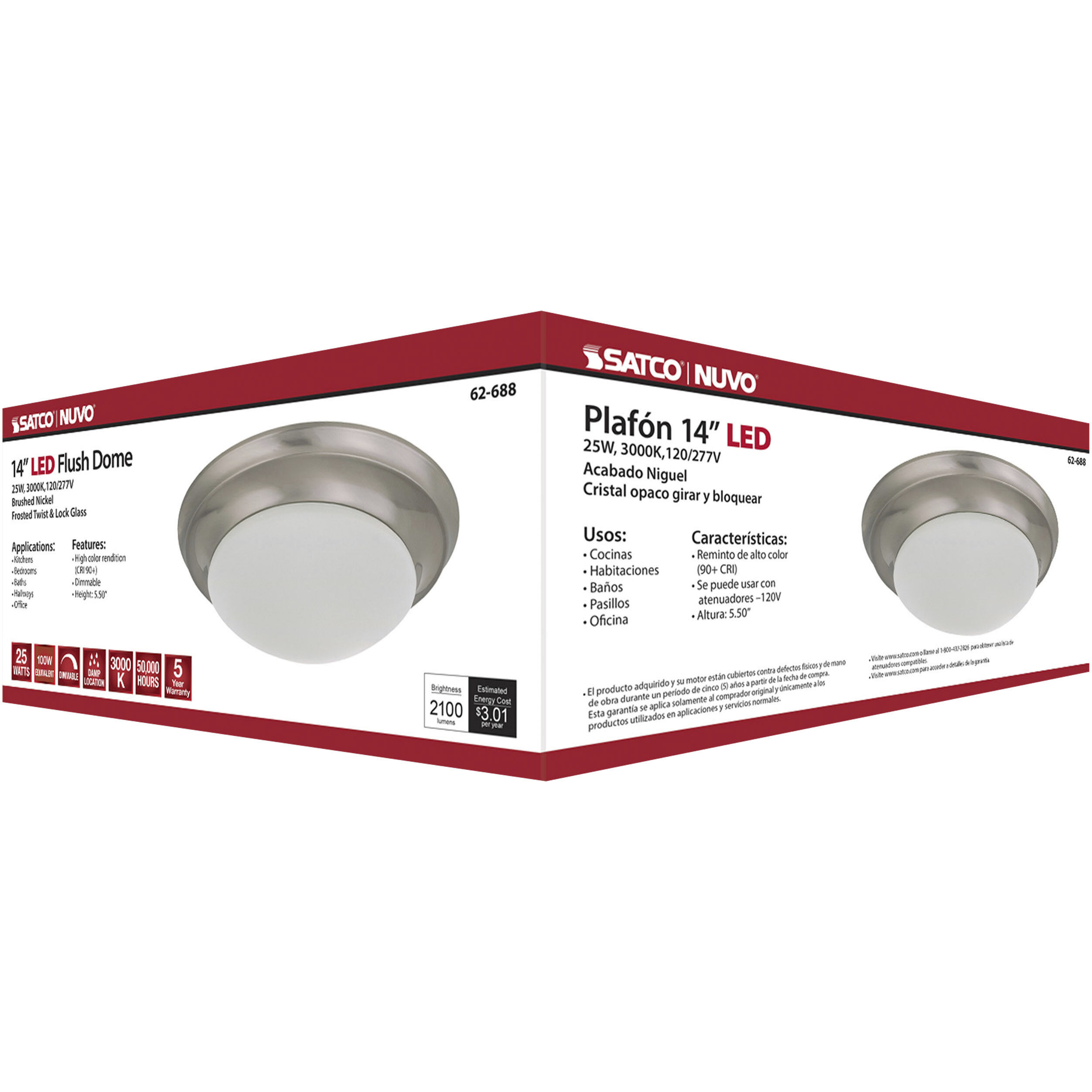 Brentwood LED 14 inch Brushed Nickel Flush Mount Ceiling Light