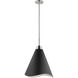 Tango 1 Light 8 inch Matte Black/Polished Nickel Pendant Ceiling Light