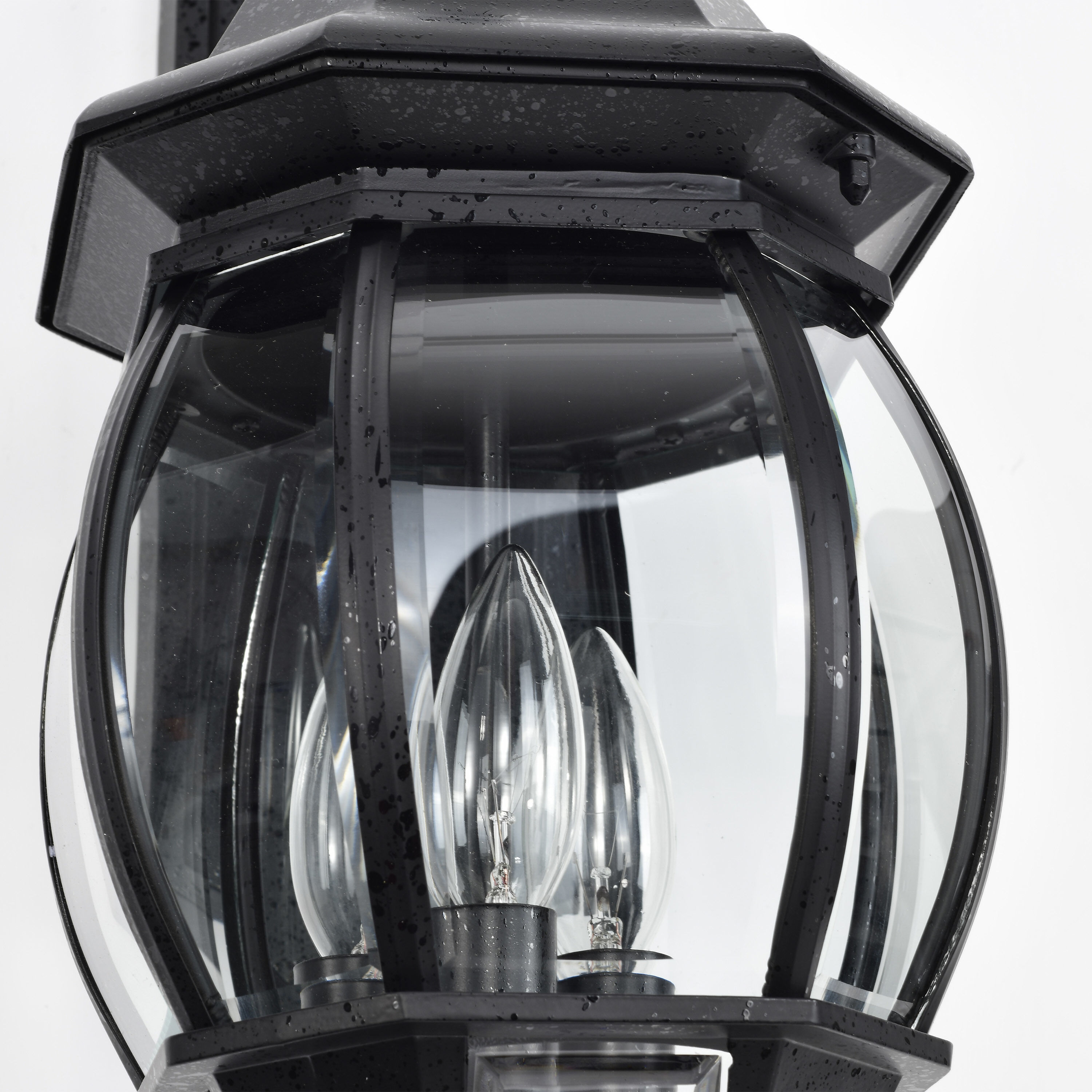 Central Park 3 Light 23 inch Textured Black Outdoor Wall Lantern