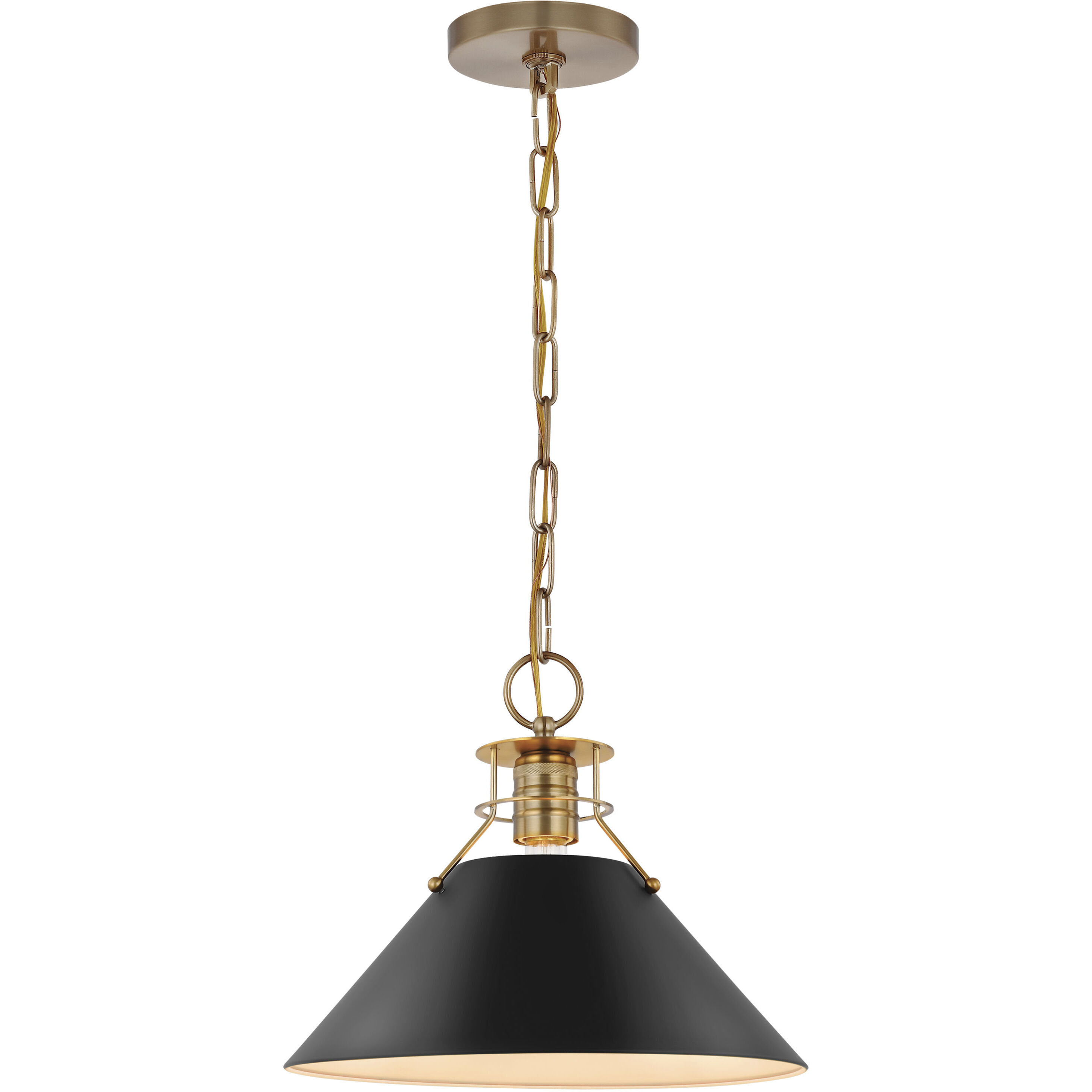 Outpost 1 Light 13 inch Matte Black/Burnished Brass Pendant Ceiling Light