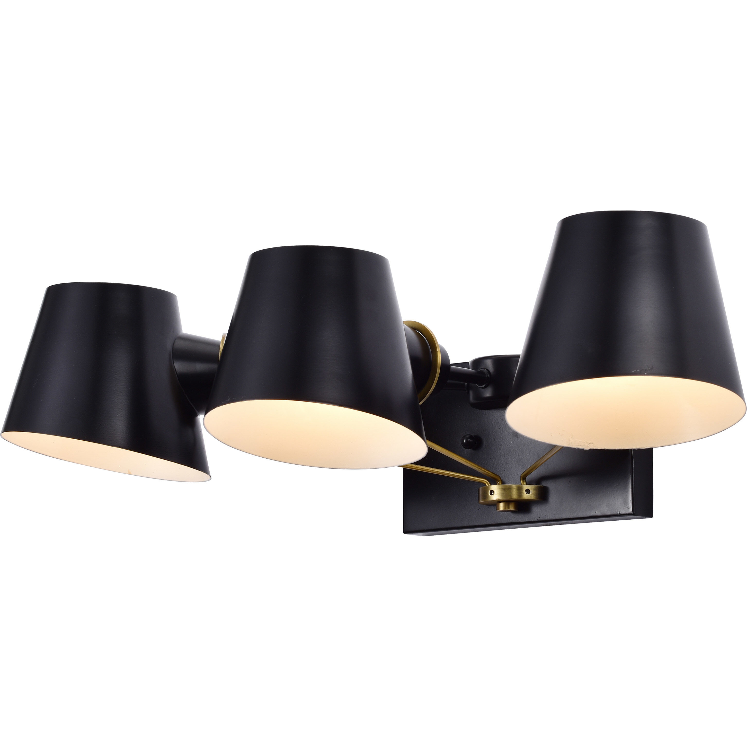 Baxter 3 Light 23.5 inch Black/Burnished Brass Bathroom Vanity Lights Wall Light
