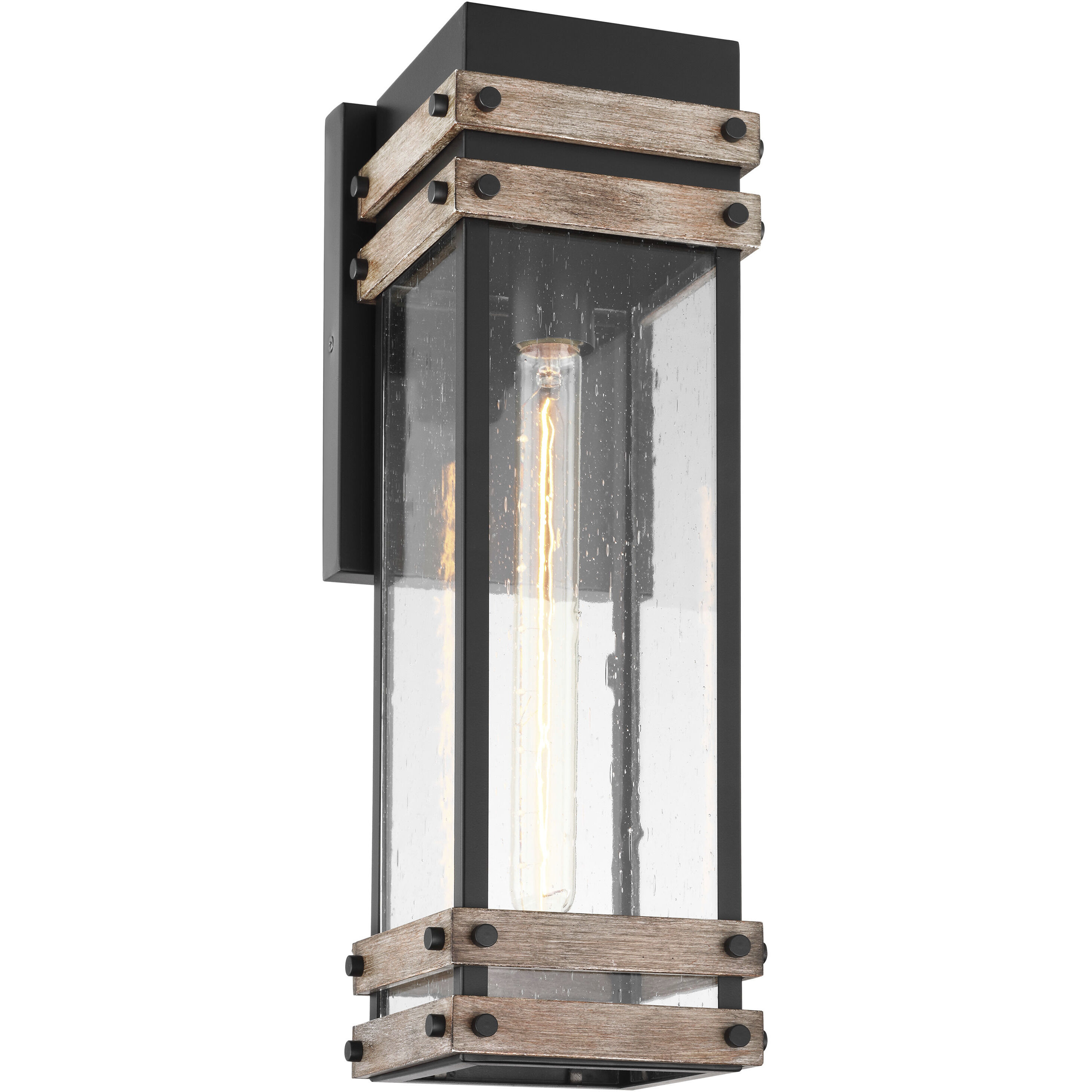 Homestead 1 Light 19 inch Black/Wood Outdoor Wall Sconce