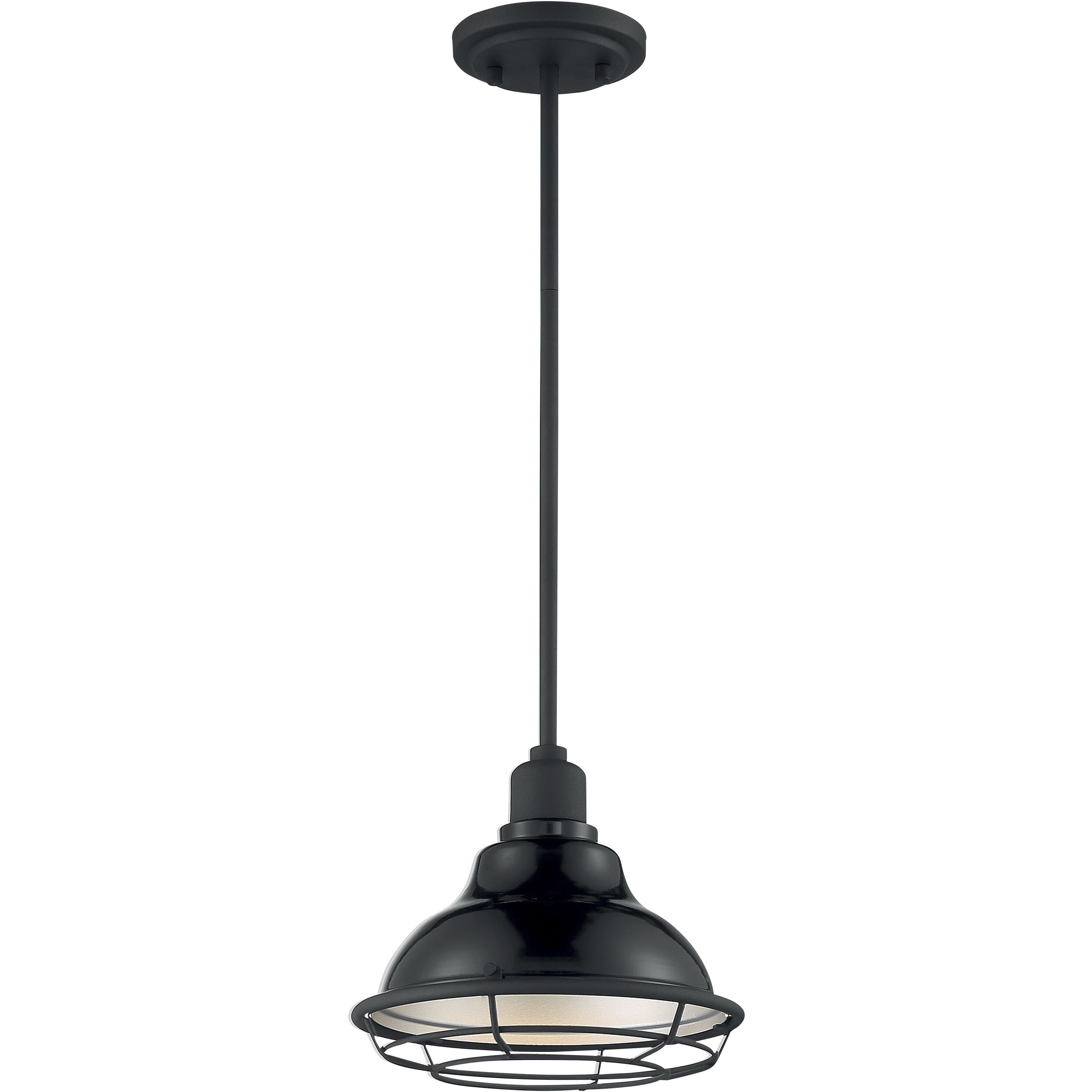 Newbridge 1 Light 10 inch Gloss Black and Silver Pendant Ceiling Light