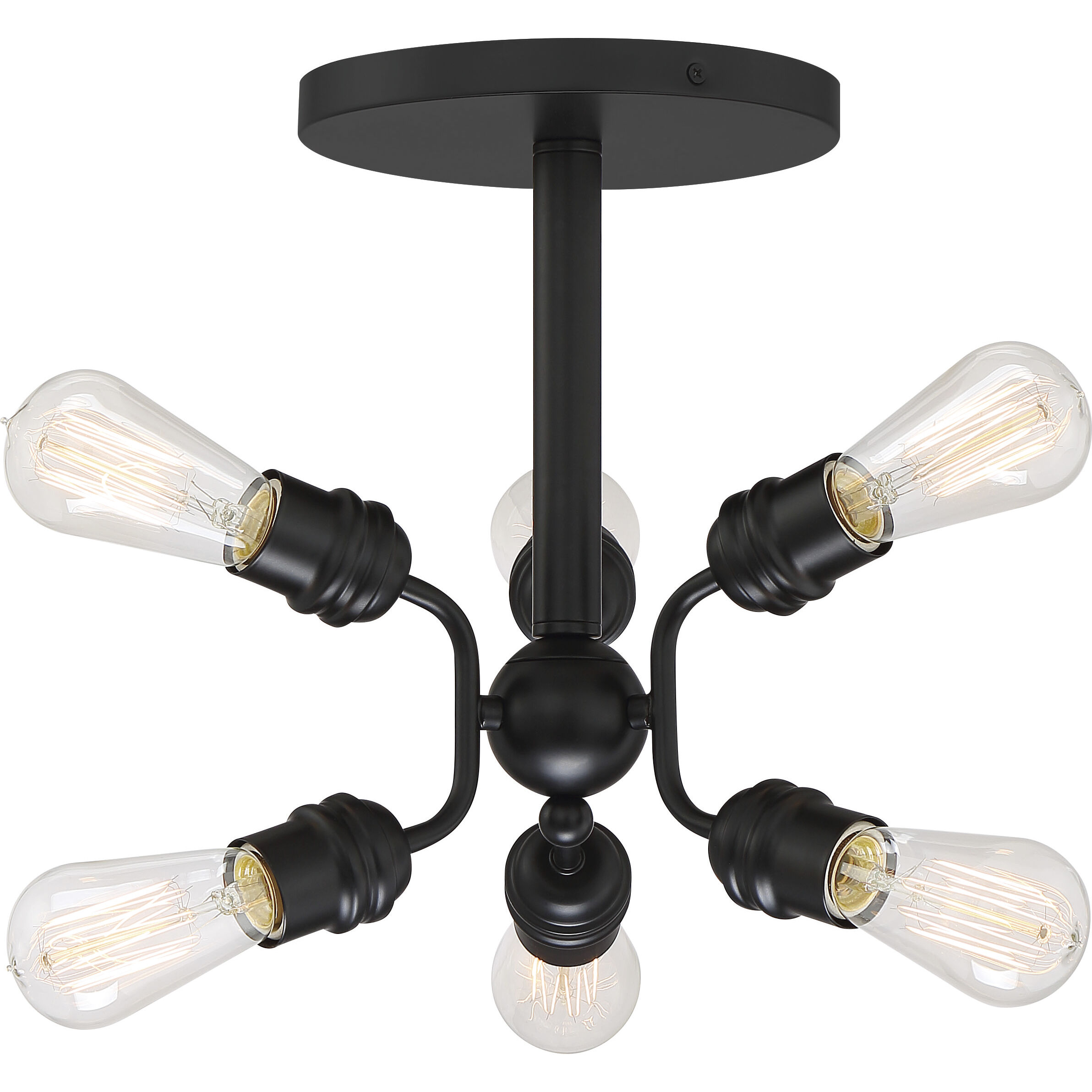 Faraday 6 Light 16.5 inch Black Semi Flush Mount Ceiling Light