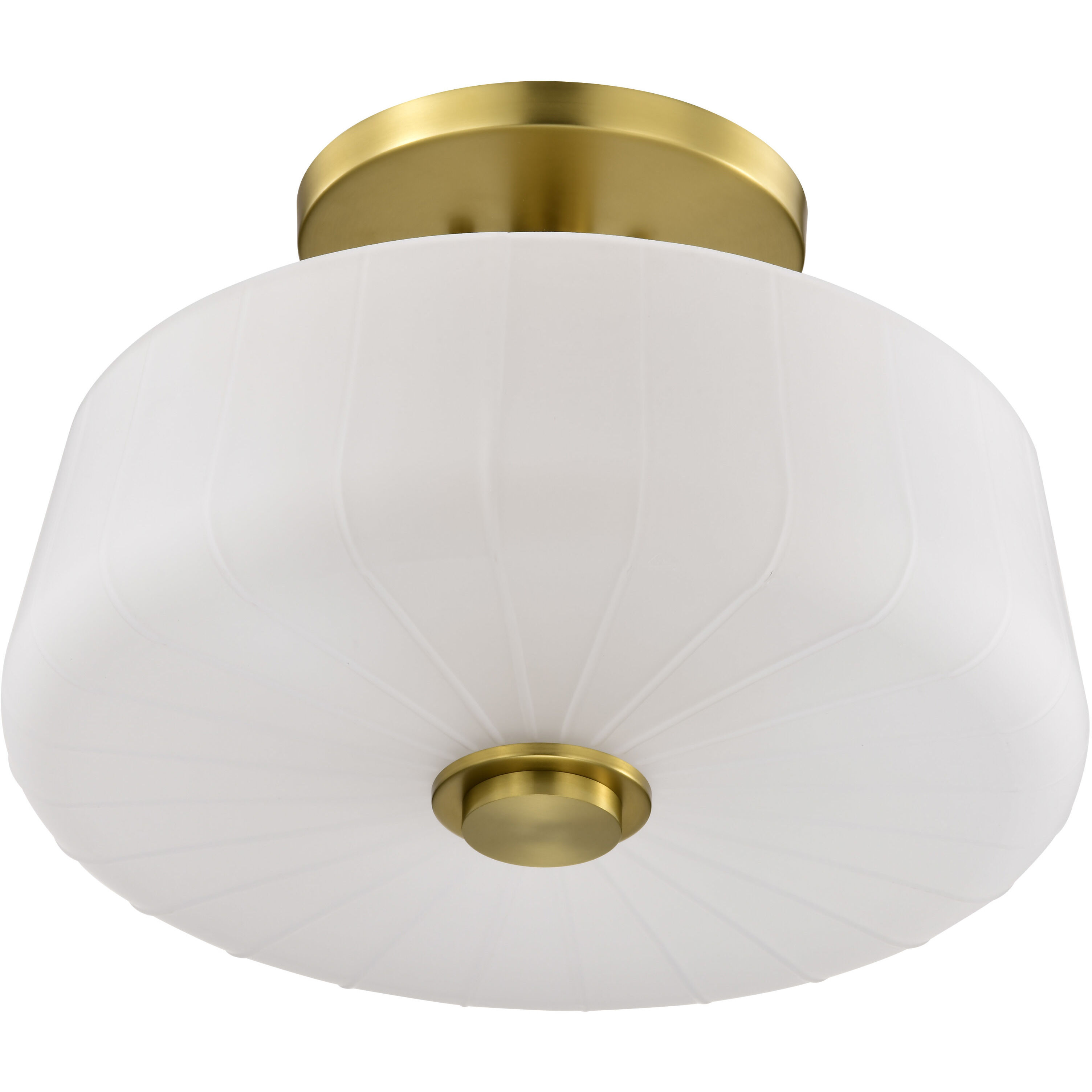 Lune 16 inch Vintage Brass Semi Flush Mount Ceiling Light