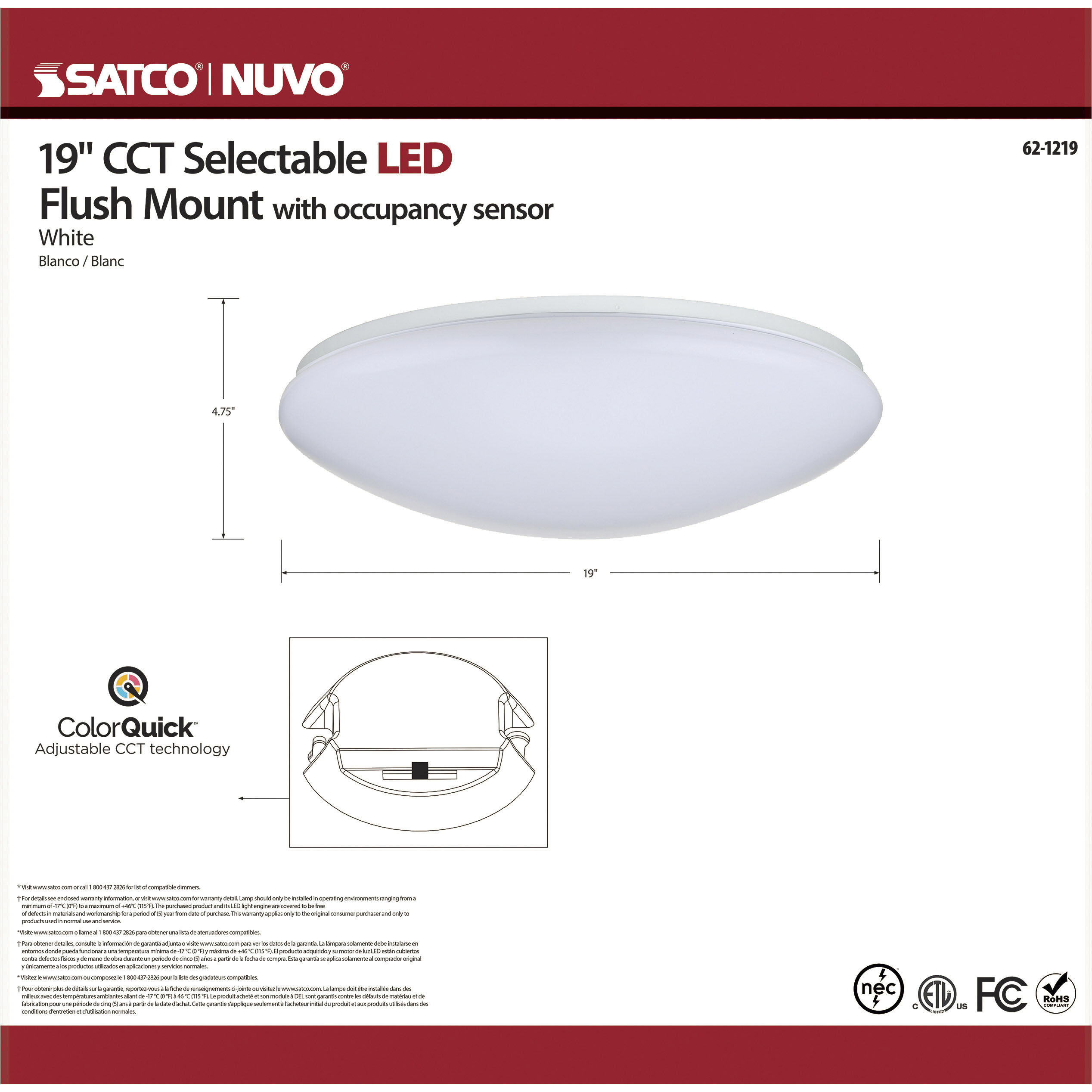 Cloud LED 19 inch White Flush Mount Ceiling Light