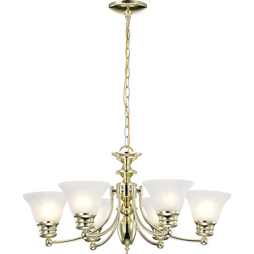 Empire 6 Light 26 inch Polished Brass Chandelier Ceiling Light