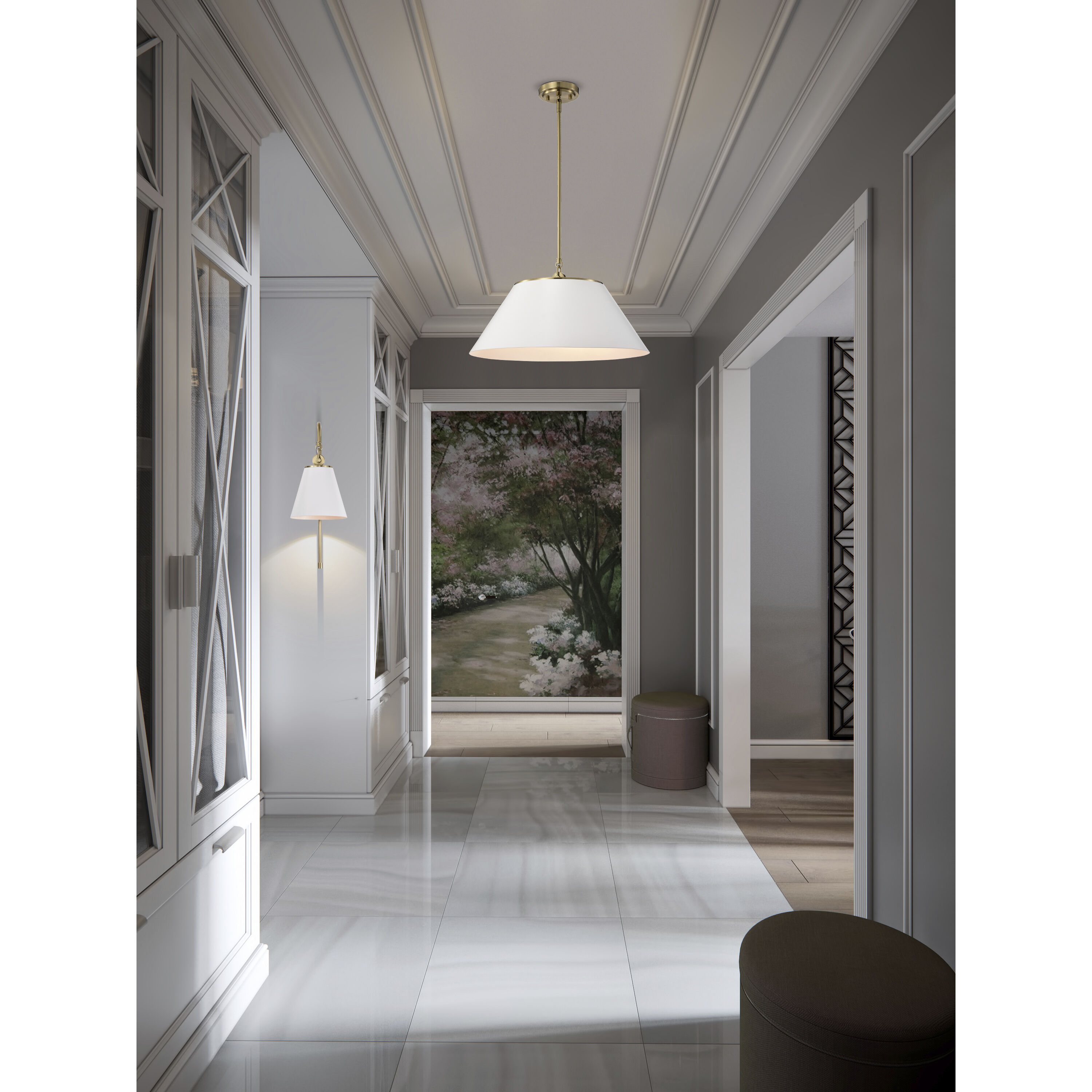 Dover 1 Light 7 inch White/Vintage Brass Bathroom Vanity Lights Wall Light