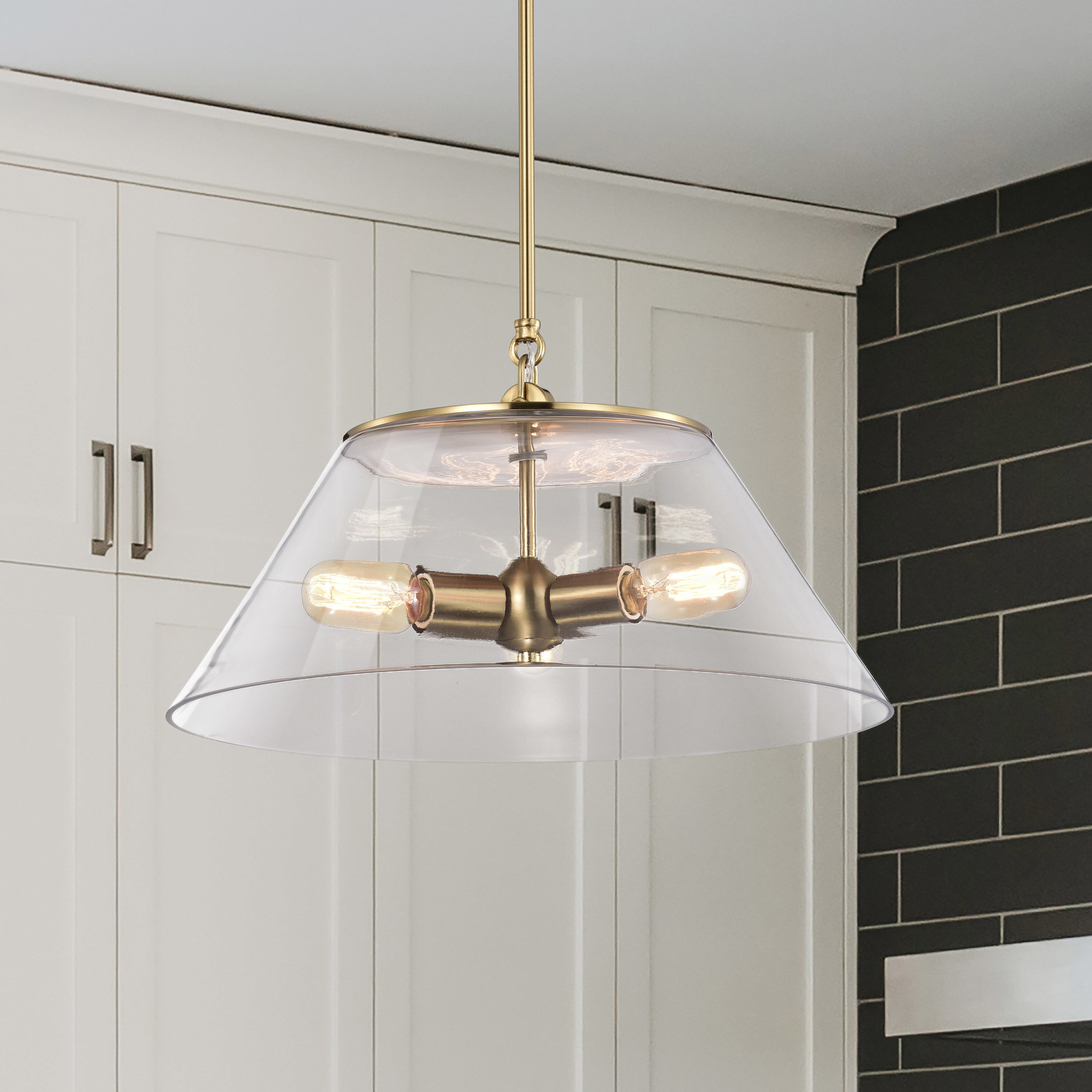 Dover 3 Light 20 inch Vintage Brass Pendant Ceiling Light