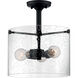 Bransel 3 Light 12 inch Matte Black Semi Flush Mount Fixture Ceiling Light