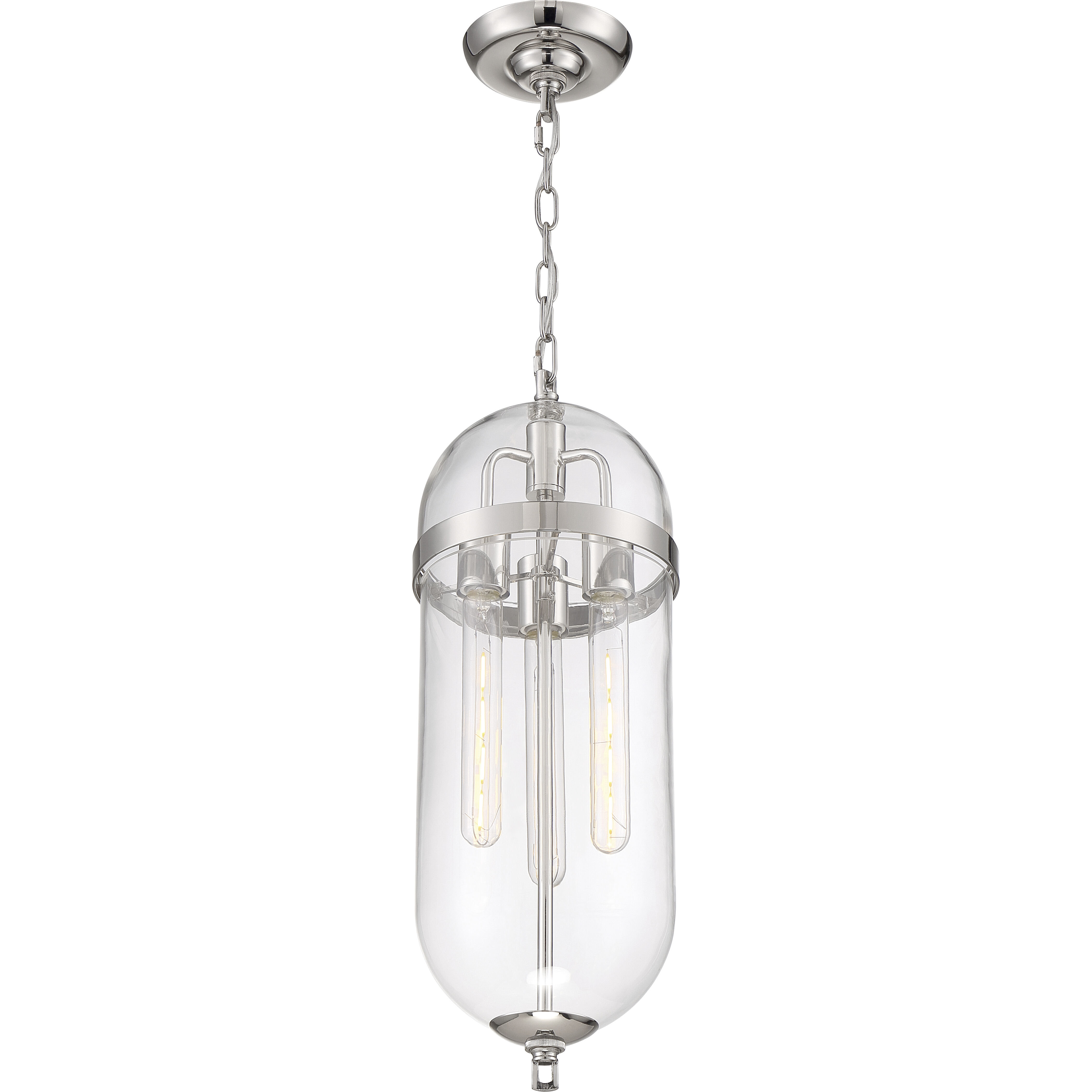 Fathom 3 Light 8 inch Polished Nickel and Clear Pendant Ceiling Light