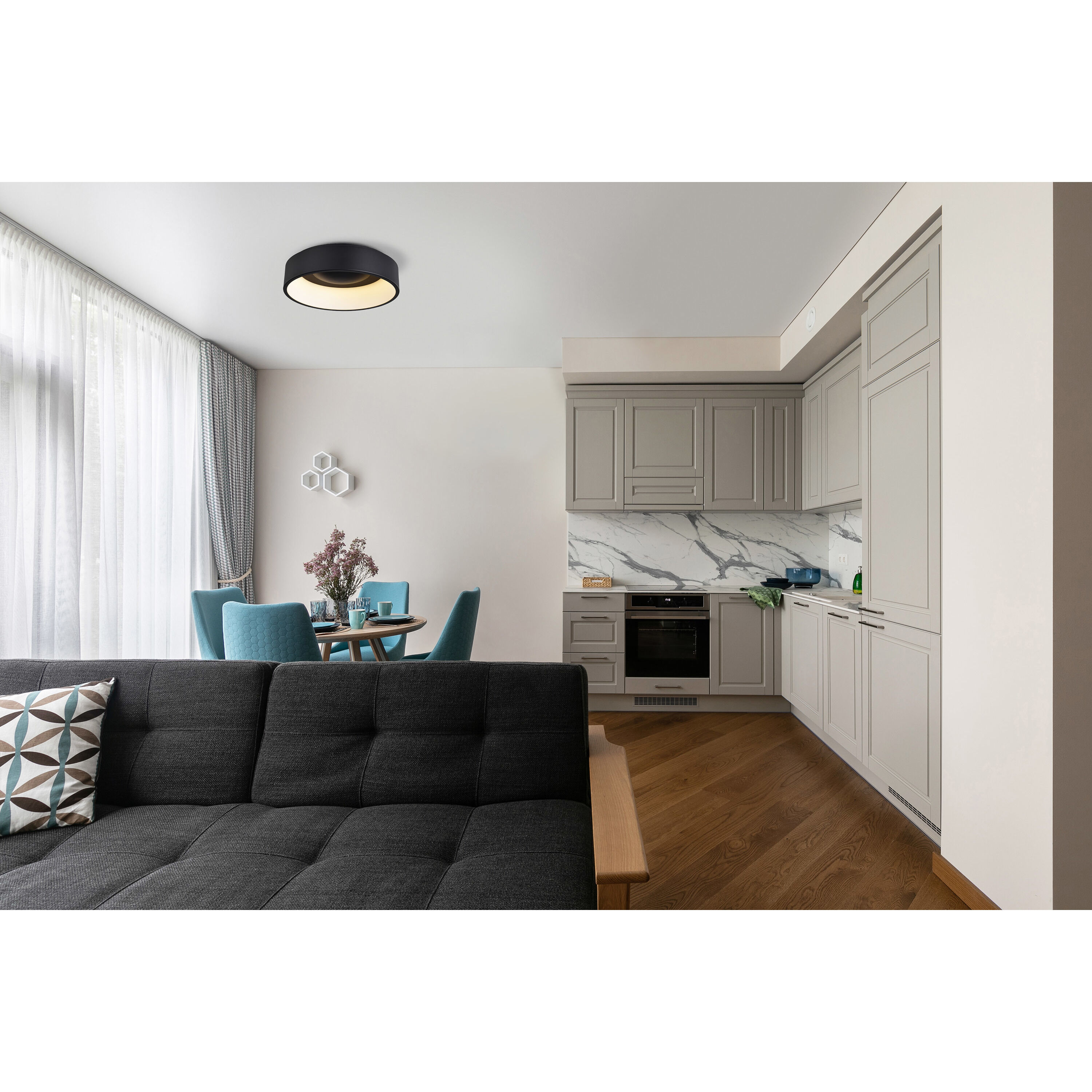 Orbit LED 18 inch Black Flush Mount Ceiling Light