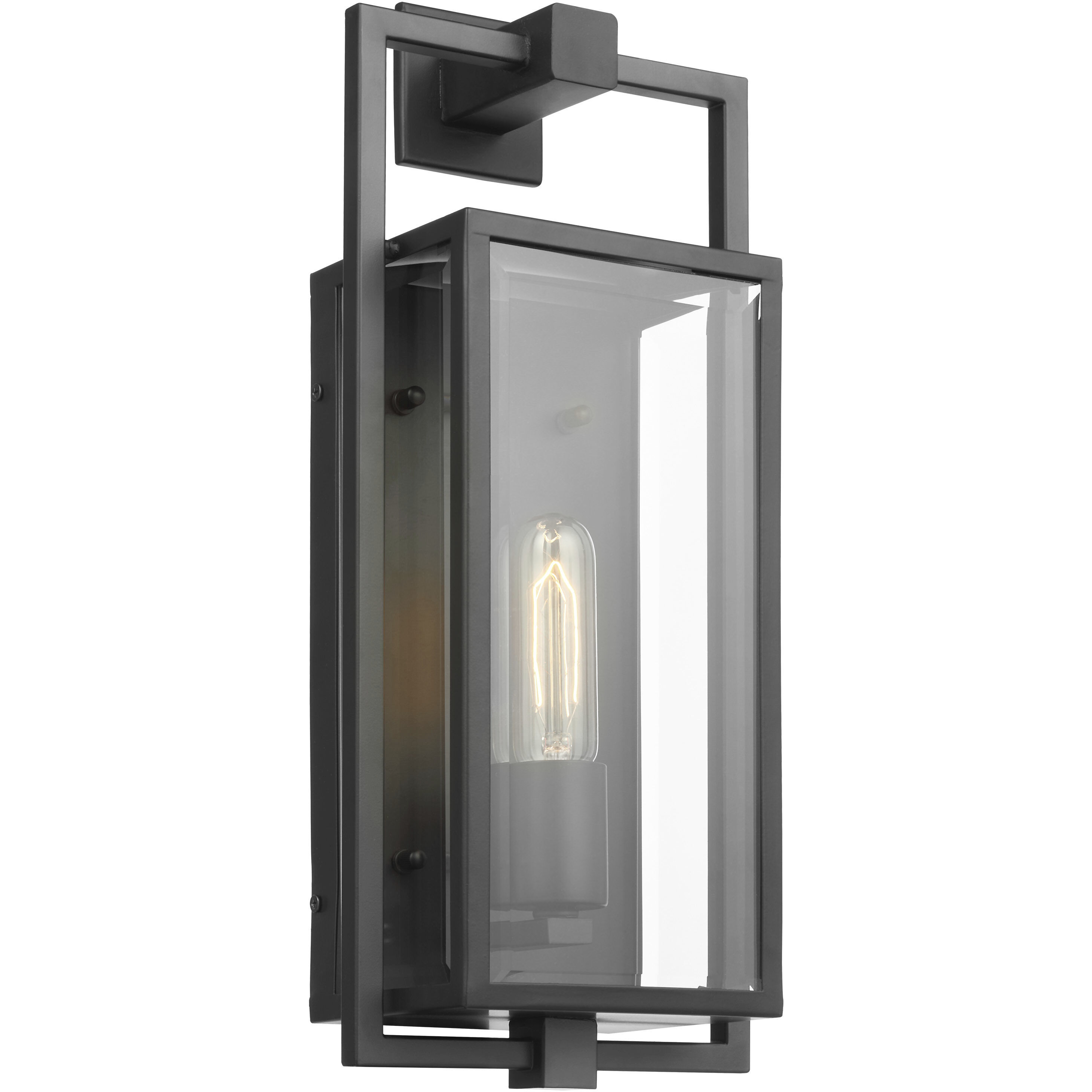 Exhibit 1 Light 17 inch Matte Black Outdoor Wall Sconce