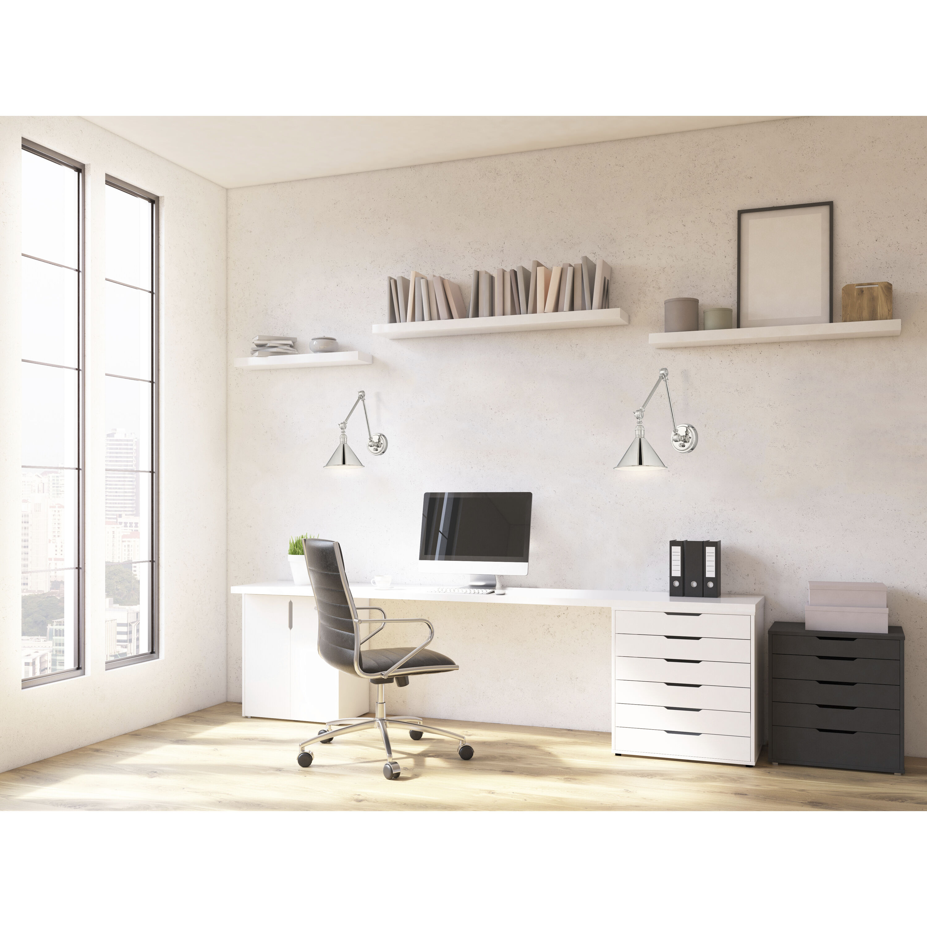 Delancey 27 inch 60.00 watt Polished Nickel Swing Arm Wall Wall Light