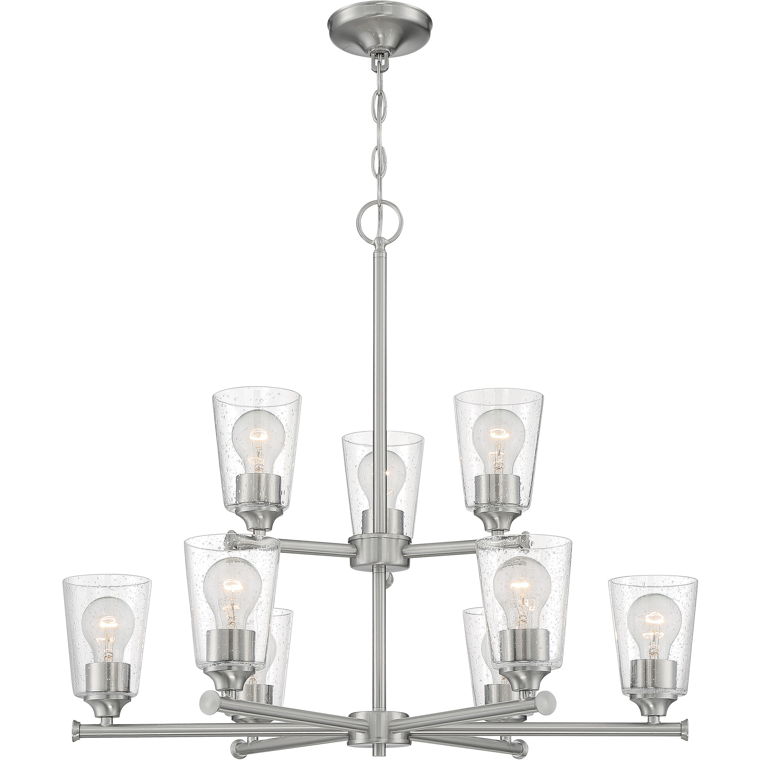 Bransel 9 Light 28 inch Brushed Nickel Chandelier Ceiling Light