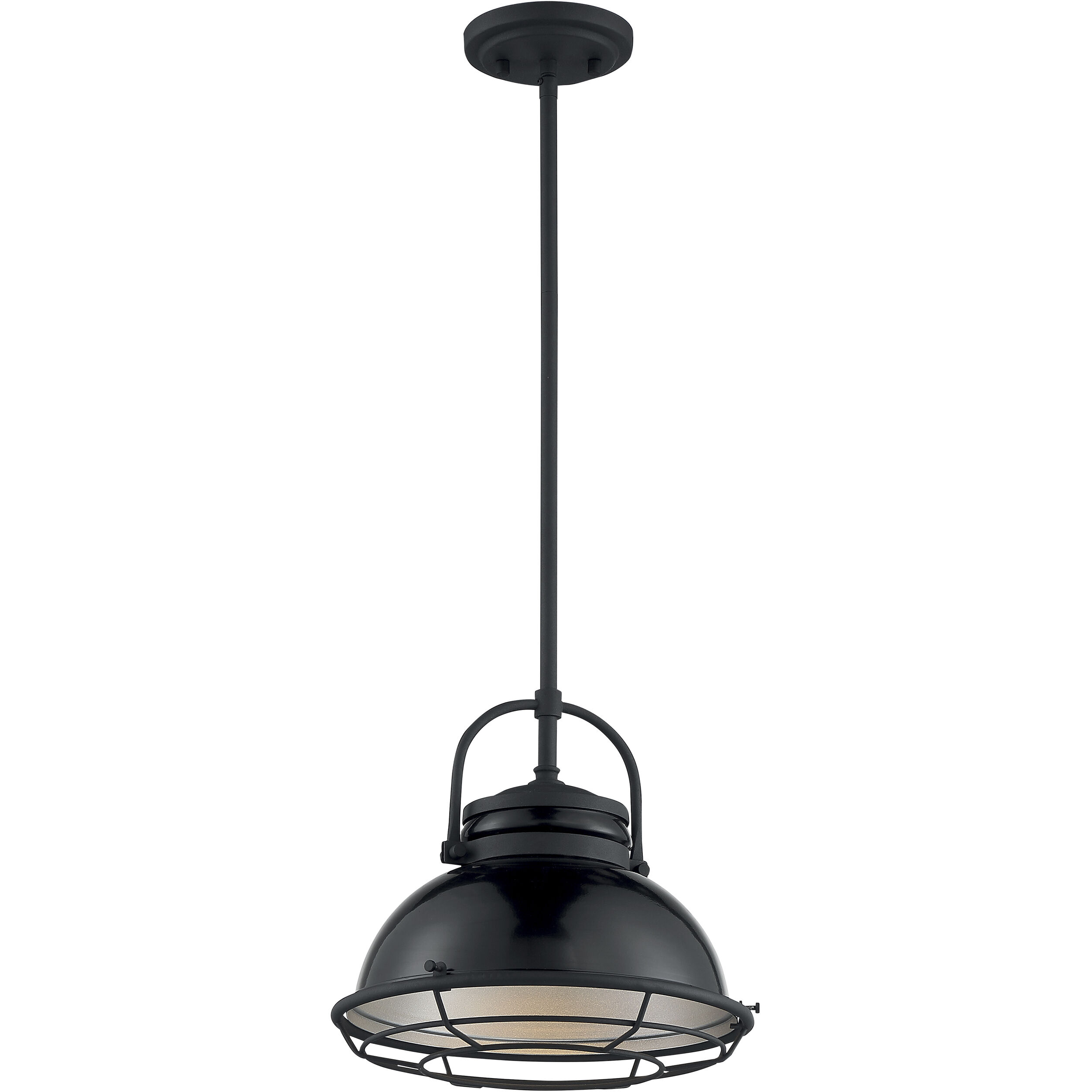 Upton 1 Light 12 inch Gloss Black and Silver Pendant Ceiling Light
