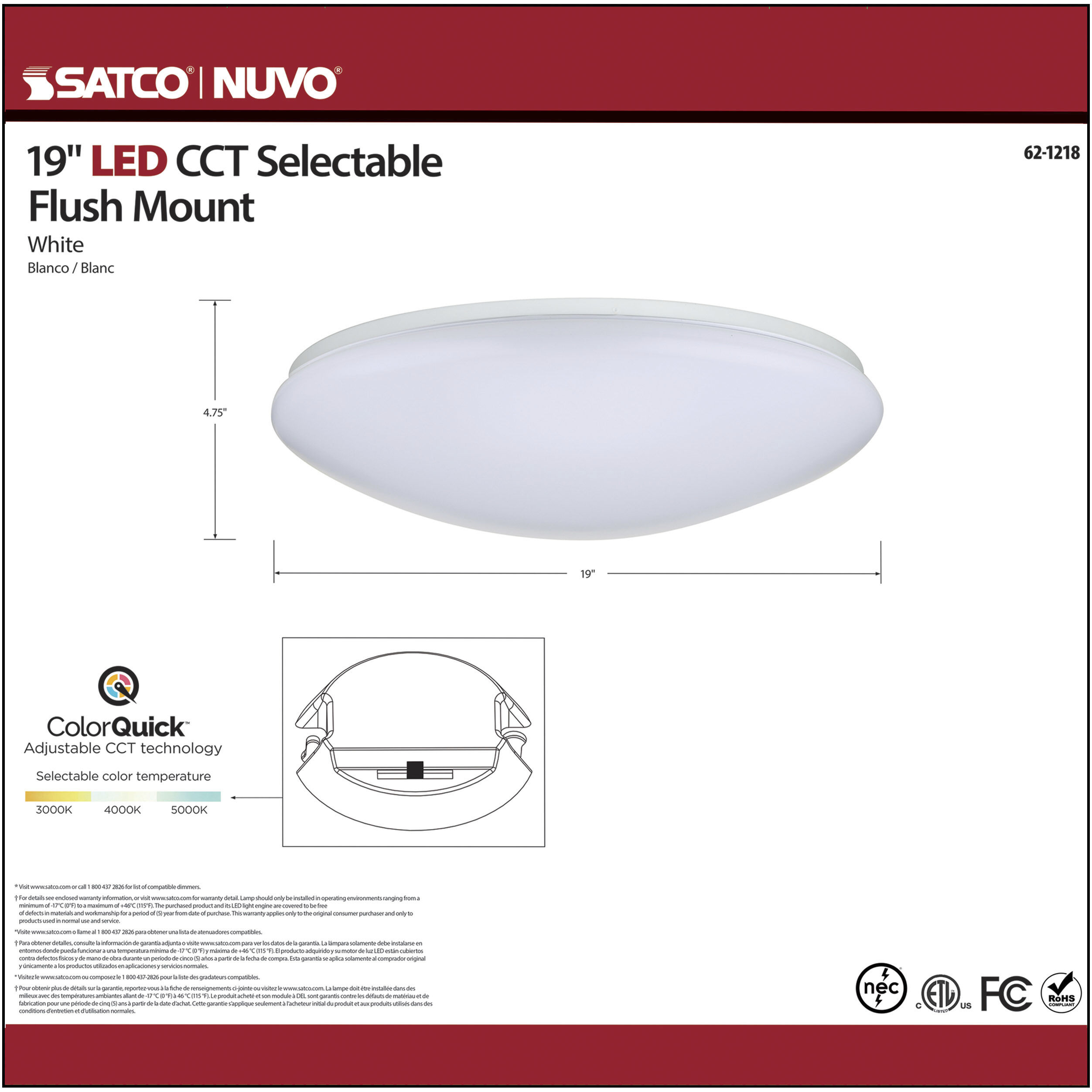 Cloud LED 19 inch White Flush Mount Ceiling Light