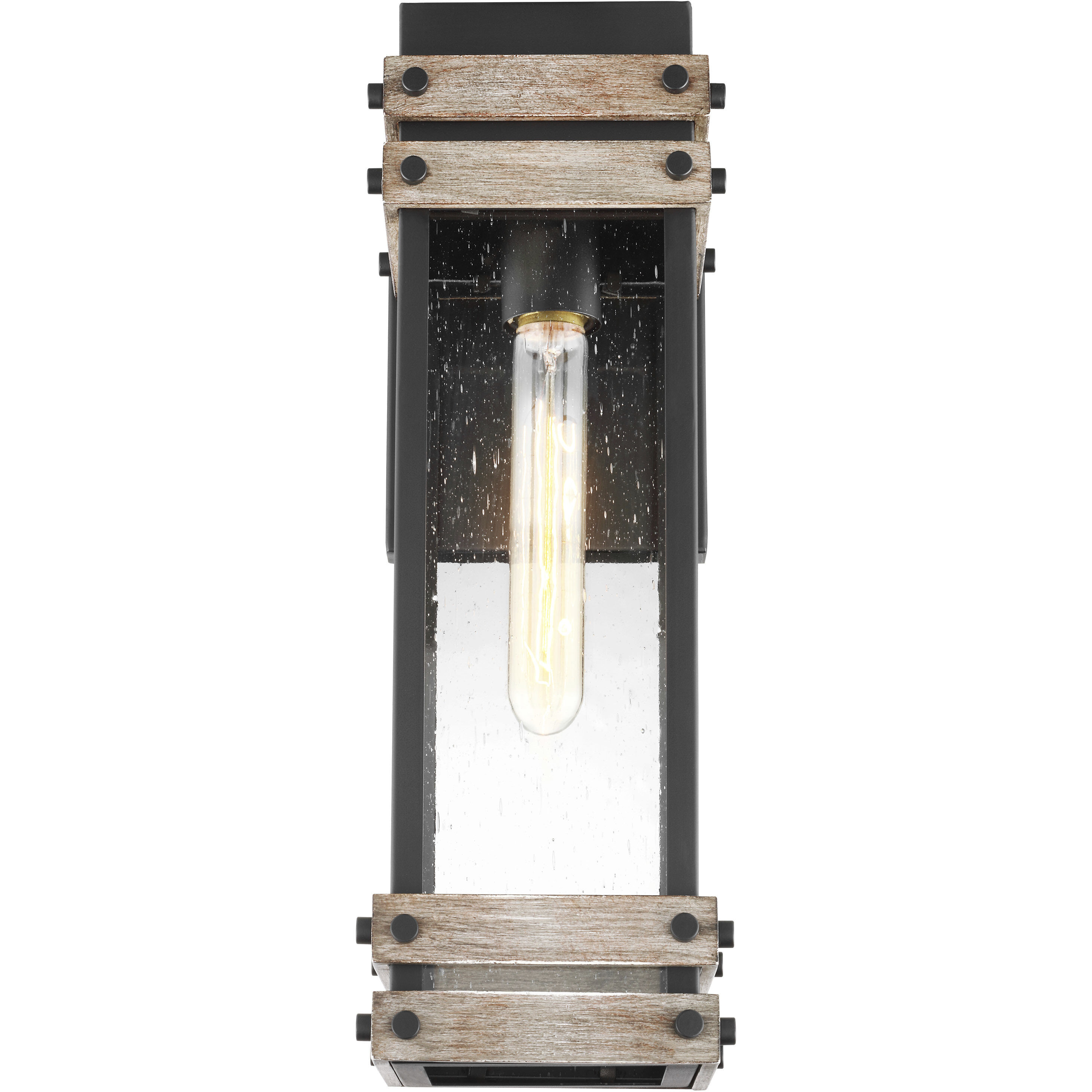 Homestead 1 Light 16 inch Black/Wood Outdoor Wall Sconce