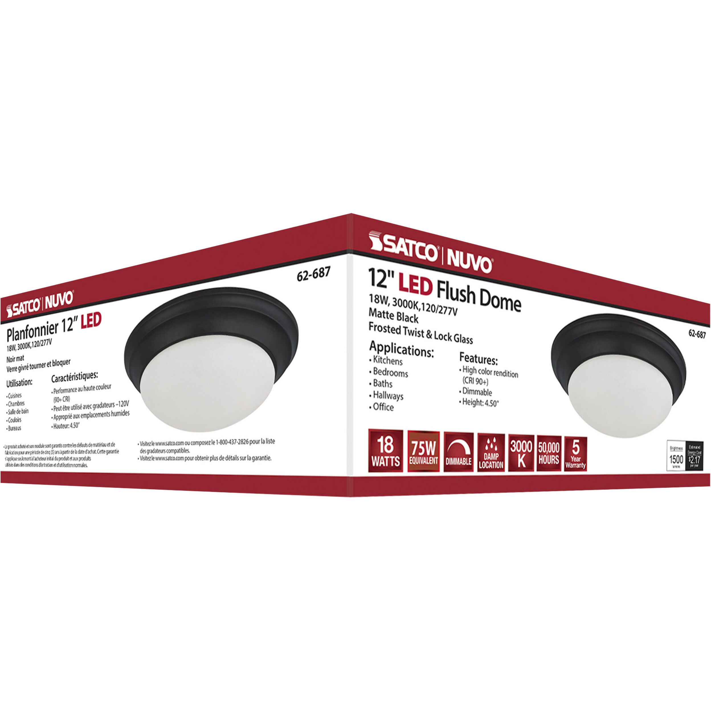 Brentwood LED 11.75 inch Matte Black Flush Mount Ceiling Light