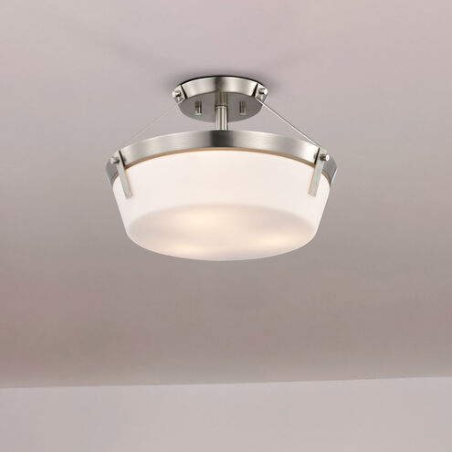 Rowen 3 Light 14.63 inch Brushed Nickel Semi Flush Mount Ceiling Light