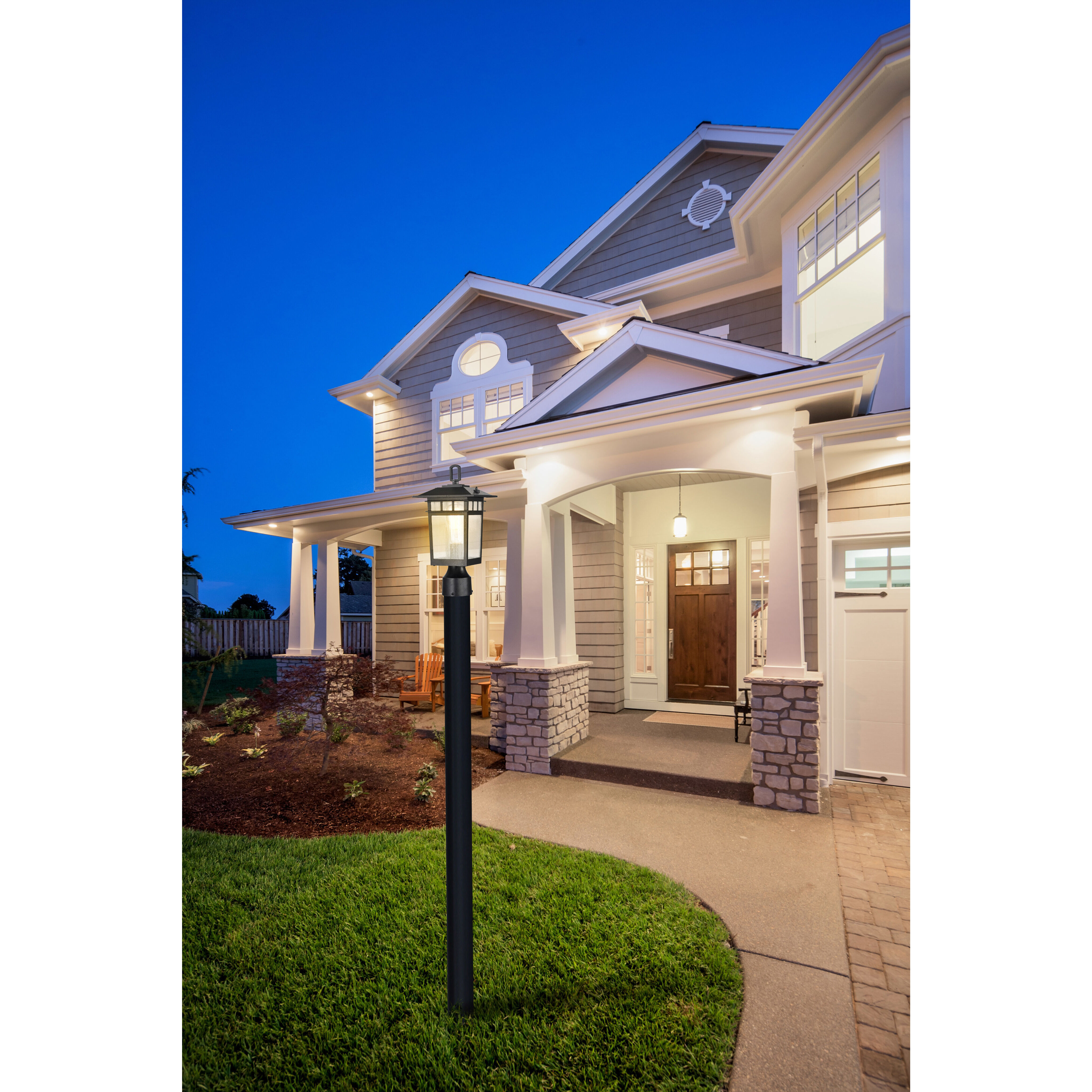 Cove Neck 16 inch Textured Black Post Lantern, Large