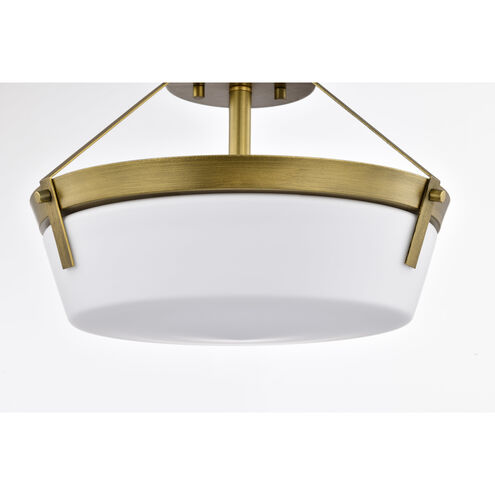 Rowen 3 Light 14.63 inch Natural Brass Semi Flush Mount Ceiling Light