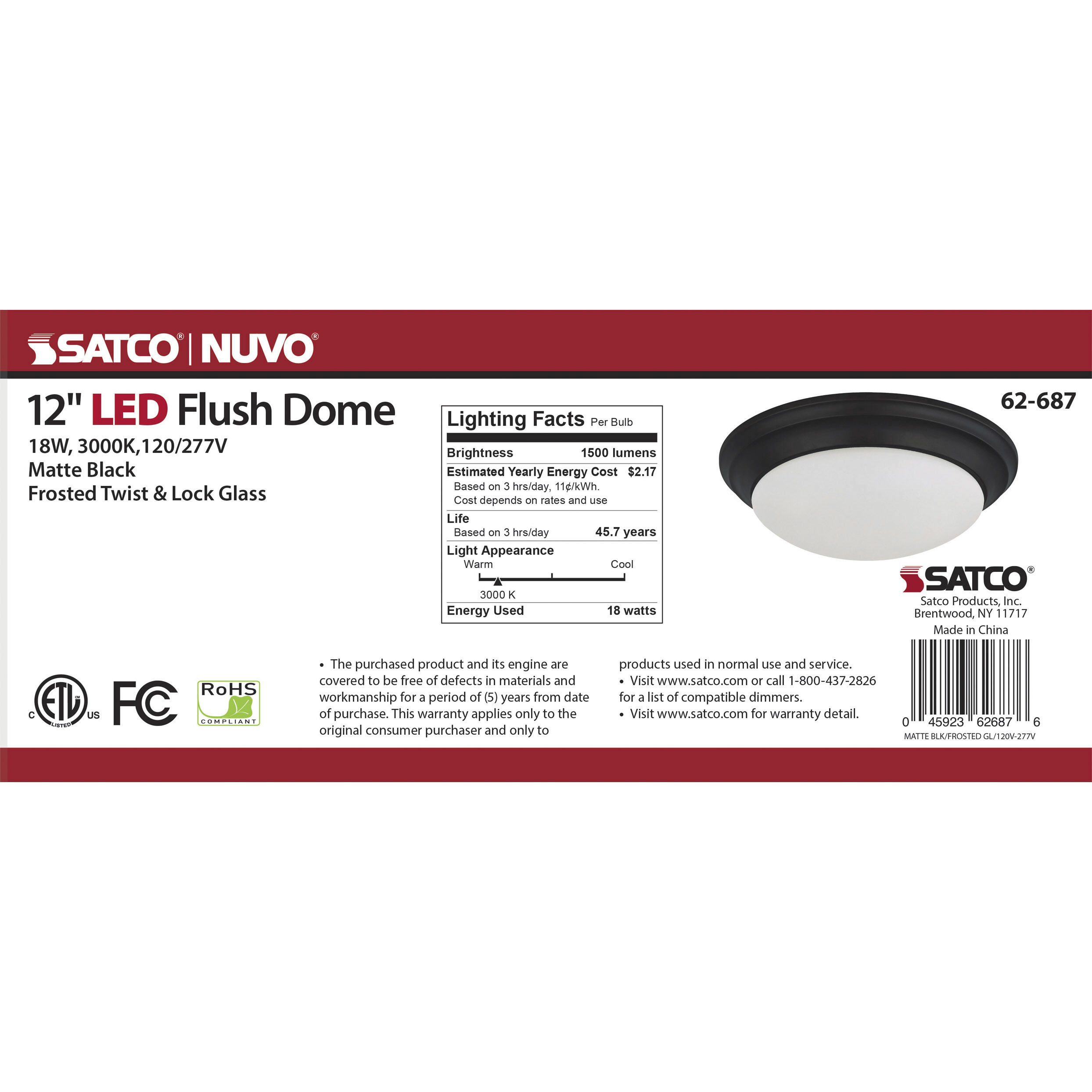 Brentwood LED 11.75 inch Matte Black Flush Mount Ceiling Light