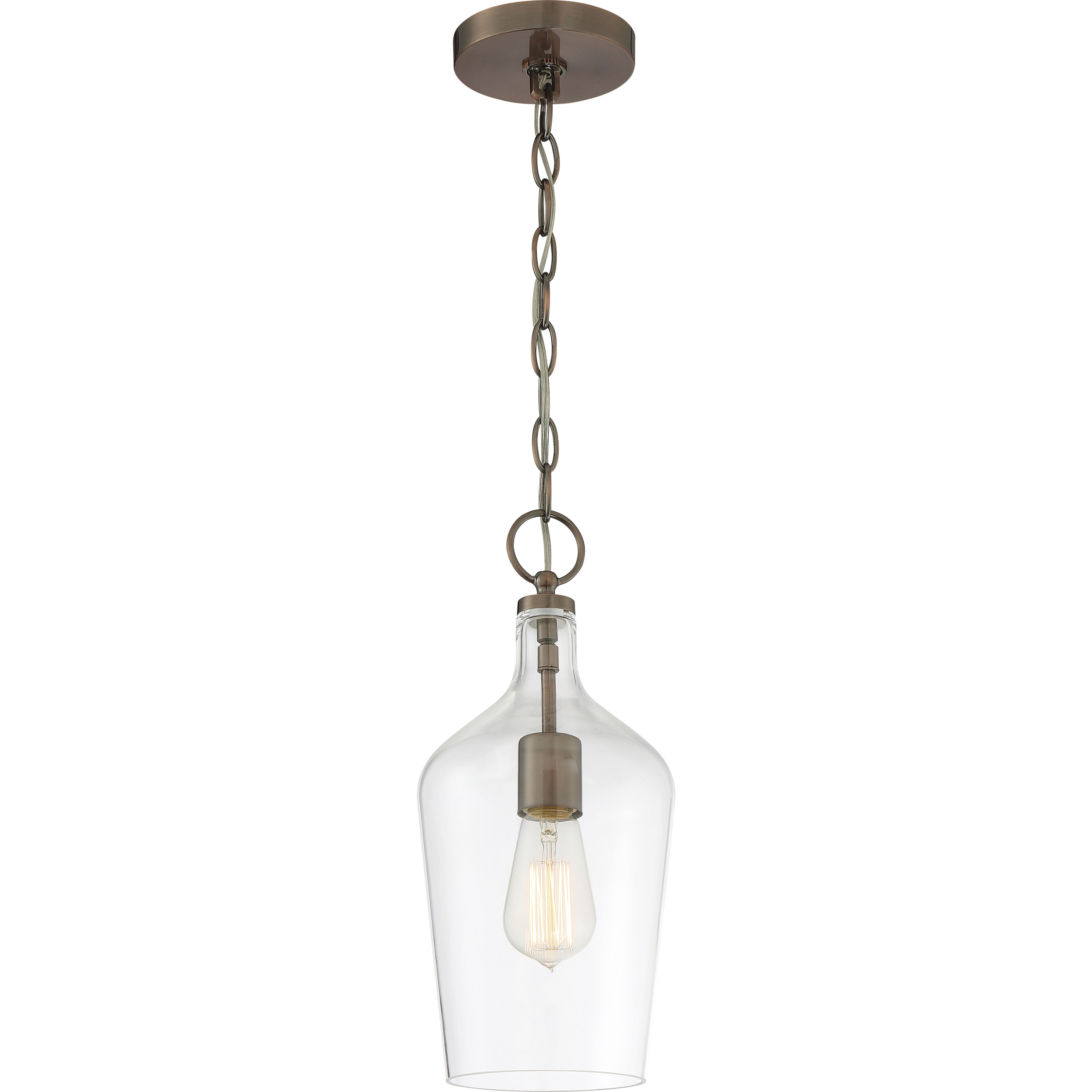 Hartley 1 Light 7 inch Antique Copper and Clear Pendant Ceiling Light