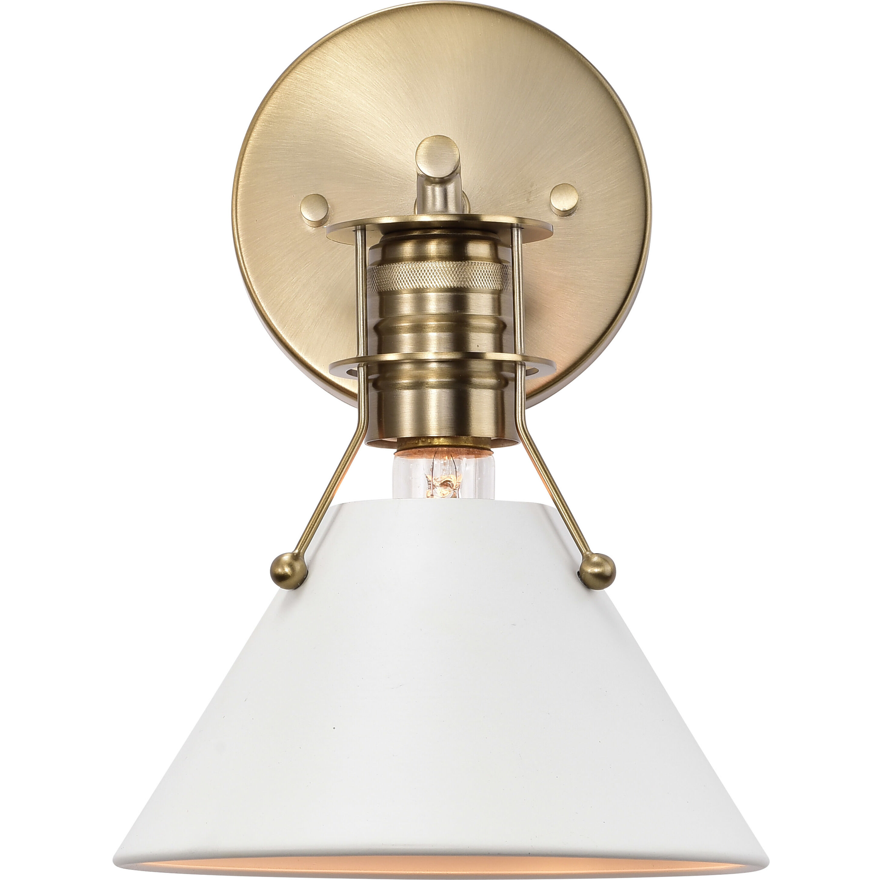 Outpost 1 Light 7 inch Matte White/Burnished Brass Bathroom Vanity Lights Wall Light