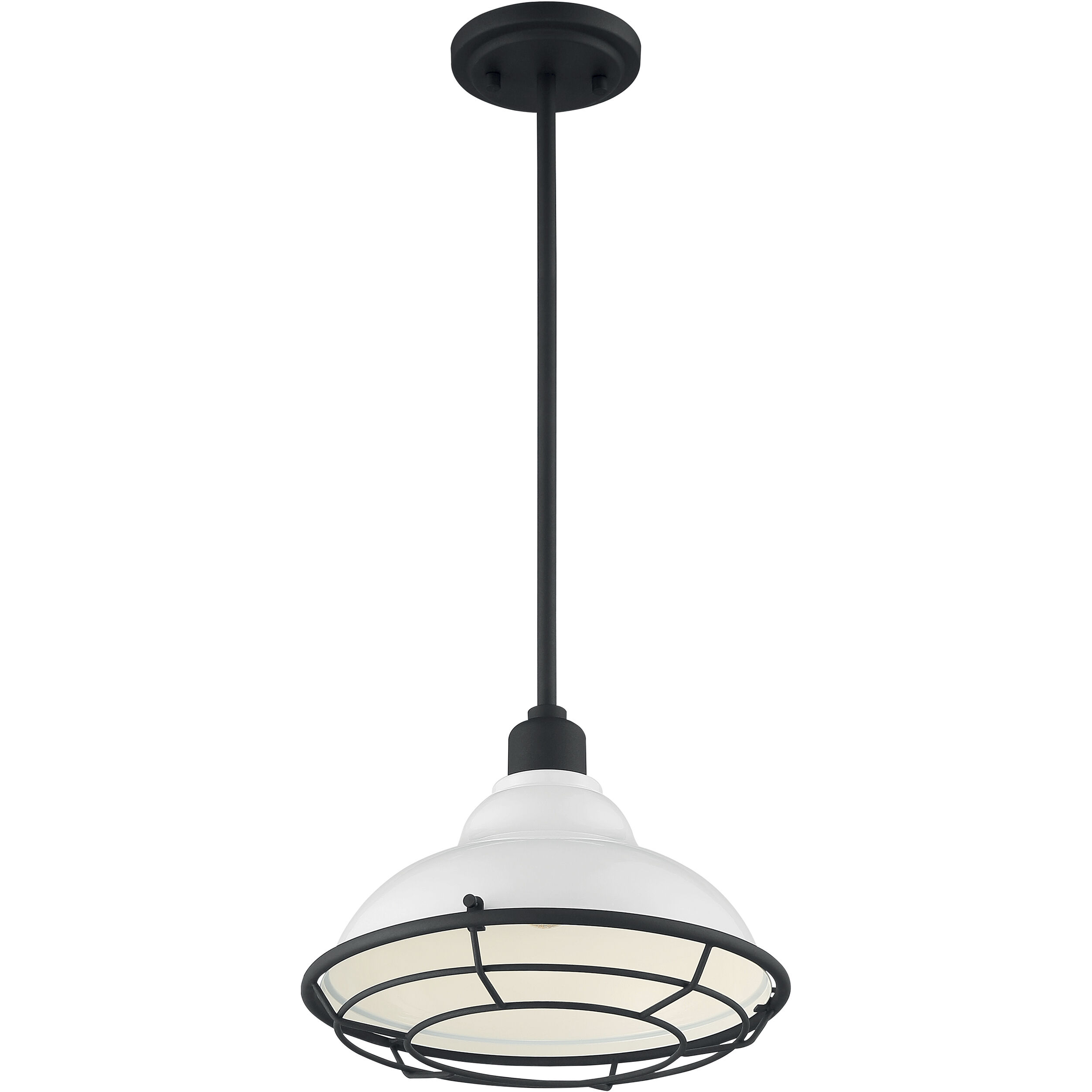 Newbridge 1 Light 12 inch Gloss White and Black Accents Pendant Ceiling Light