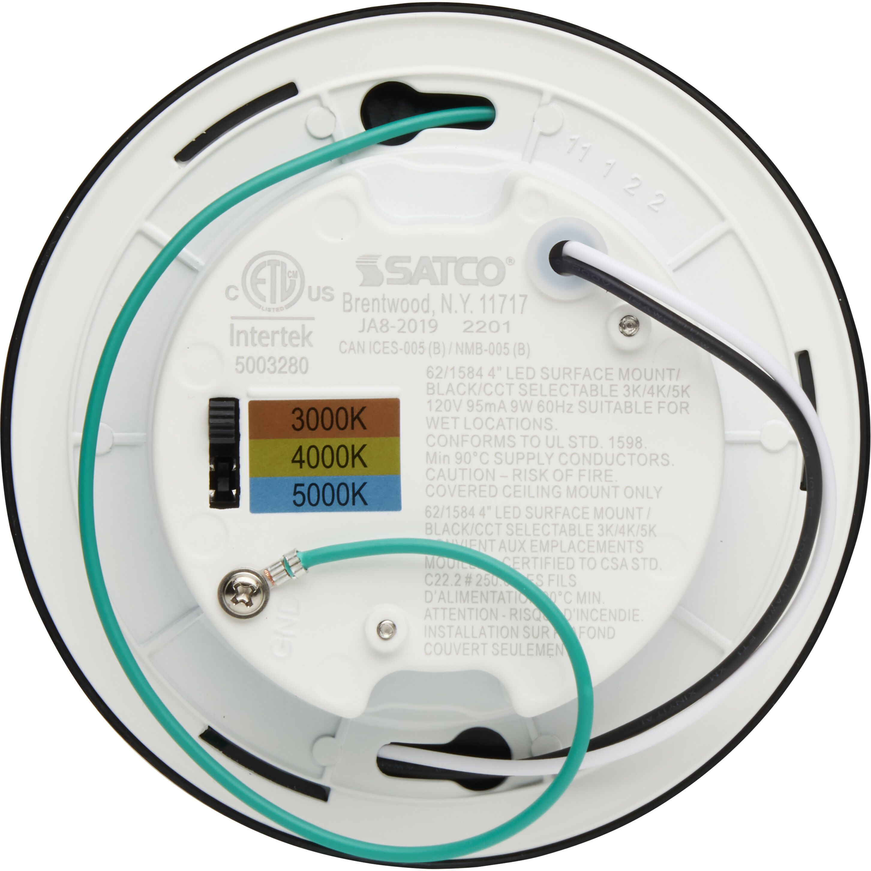 ColorQuick LED 5 inch Black Close-to-Ceiling Ceiling Light, Edge Lit