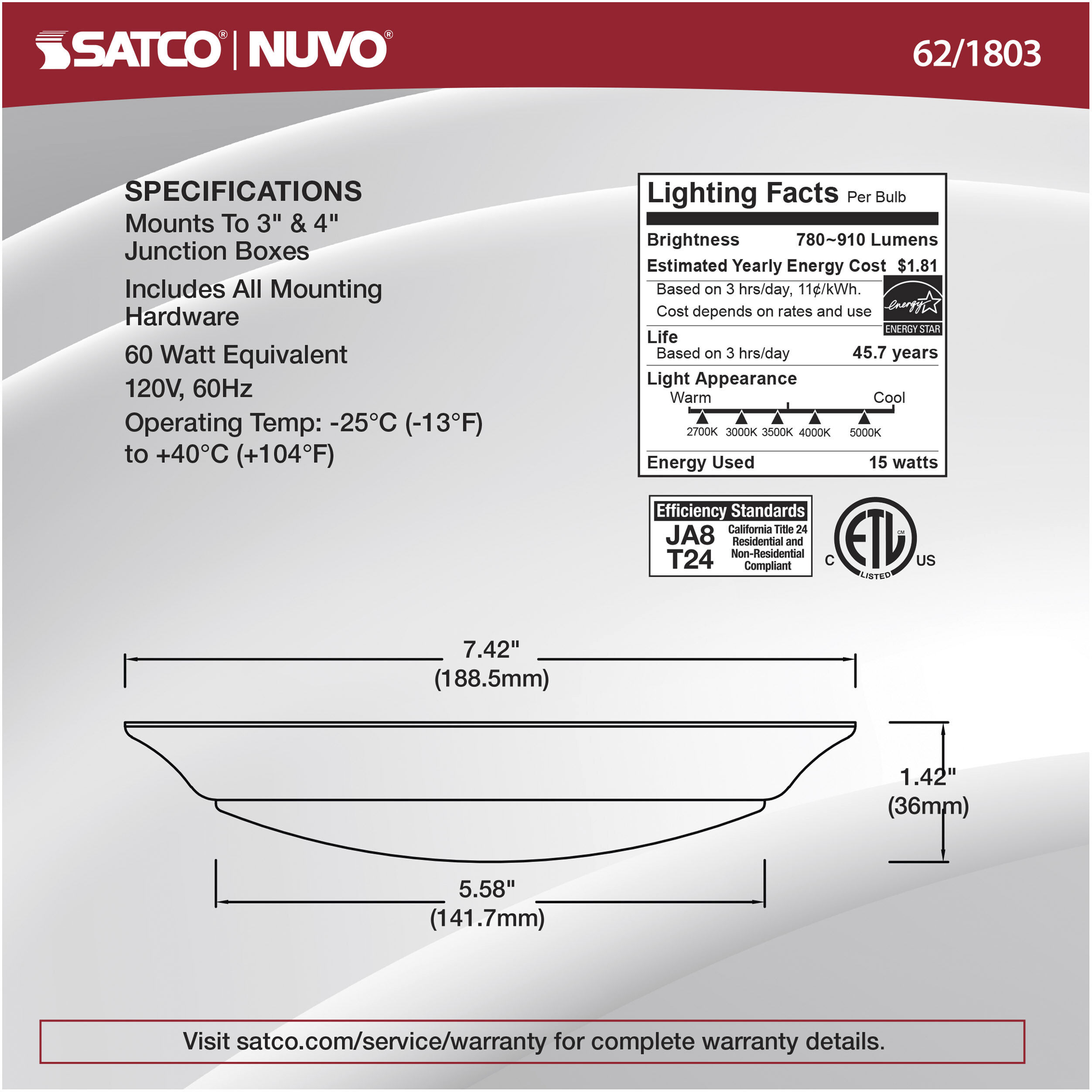 Brentwood Integrated LED Bronze LED Disk