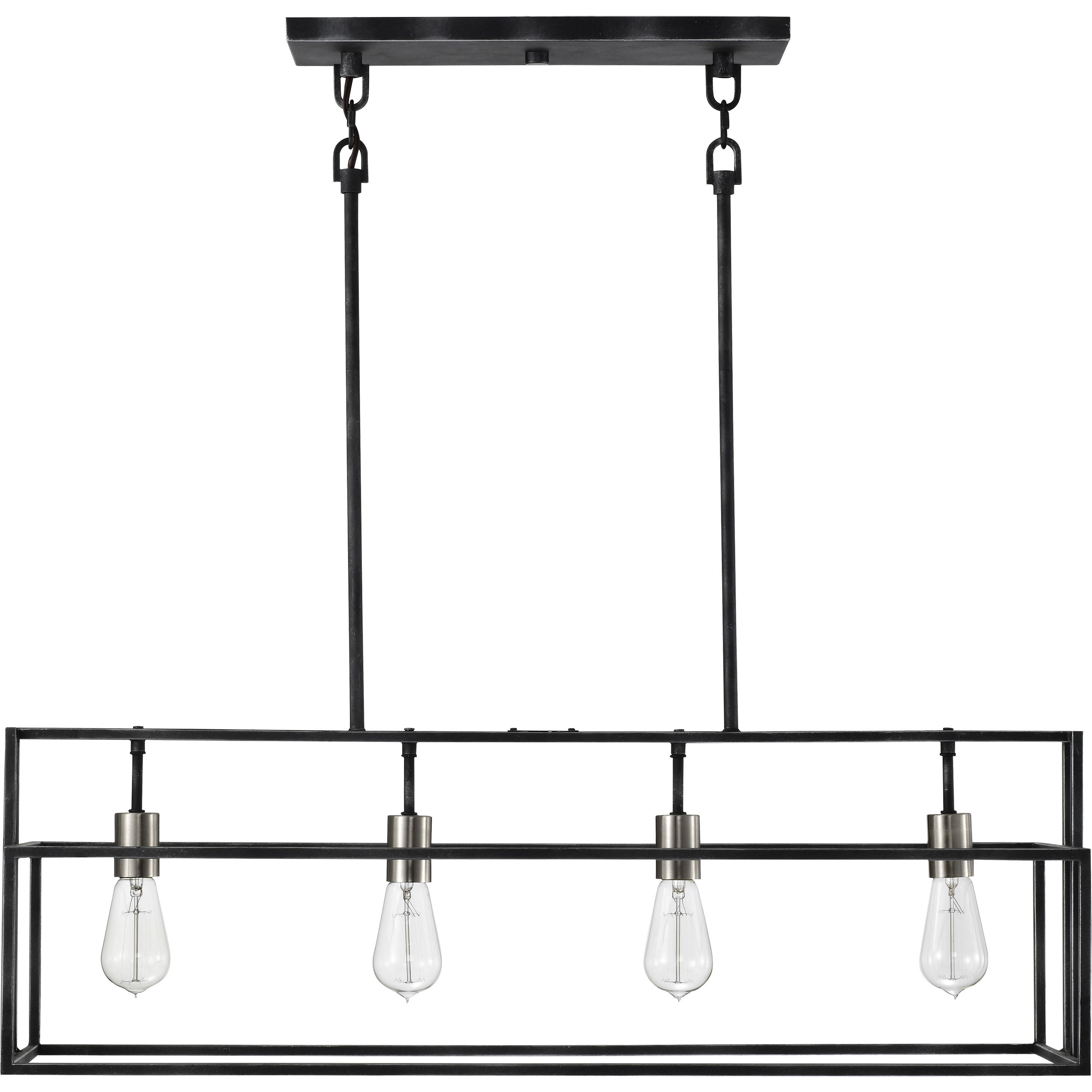 Lake 4 Light 36 inch Iron Black and Brushed Nickel Accents Island Pendant Ceiling Light