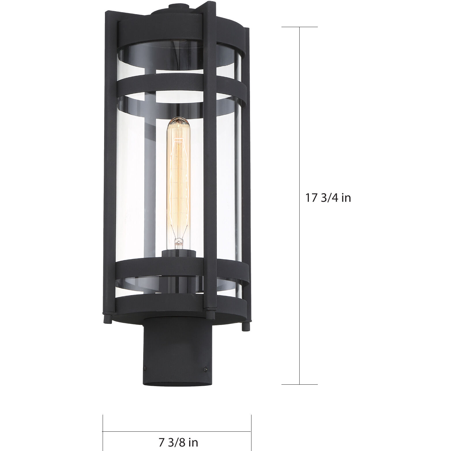 Tofino 1 Light 18 inch Textured Black and Clear Seeded Outdoor Post Lantern