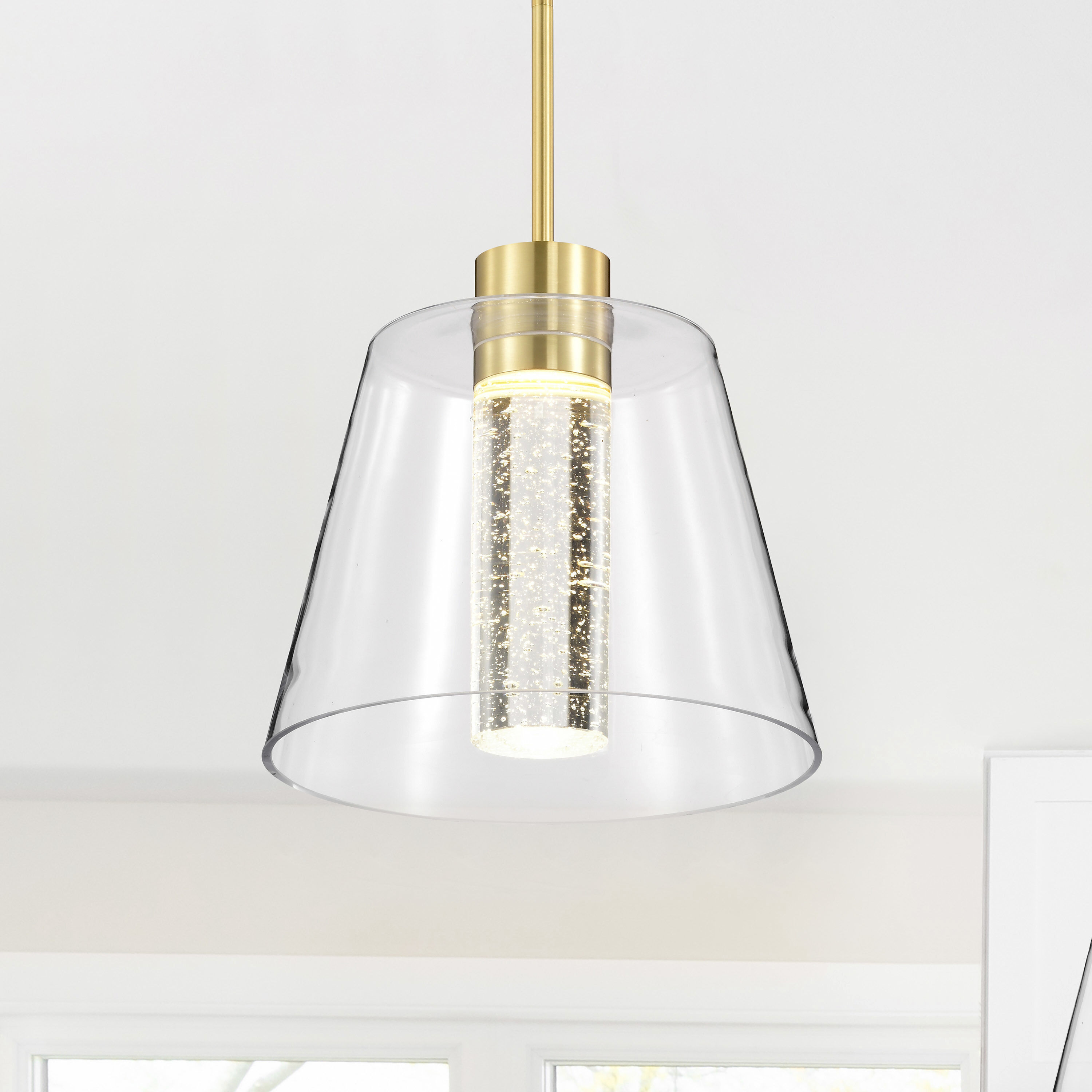 Aura LED 12 inch Brushed Brass Pendant Ceiling Light