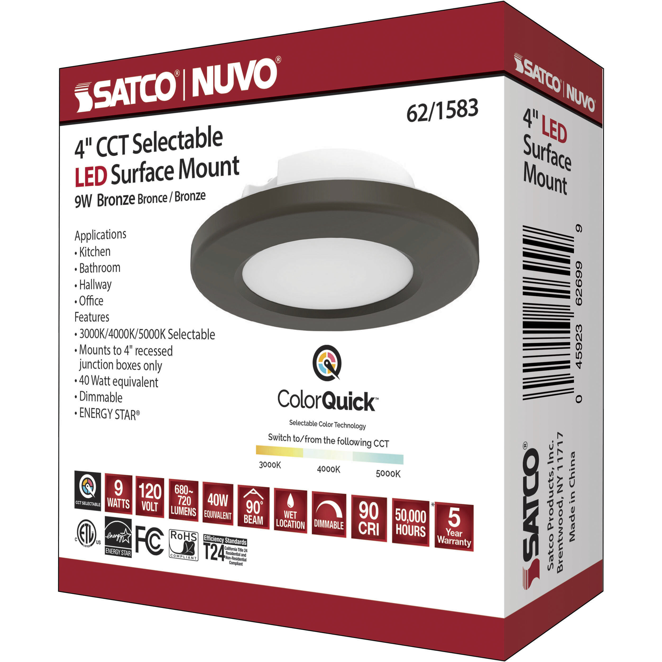 ColorQuick LED 5 inch Bronze Close-to-Ceiling Ceiling Light, Edge Lit