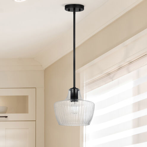Destin 1 Light 10 inch Black with Silver Accents Pendant Ceiling Light